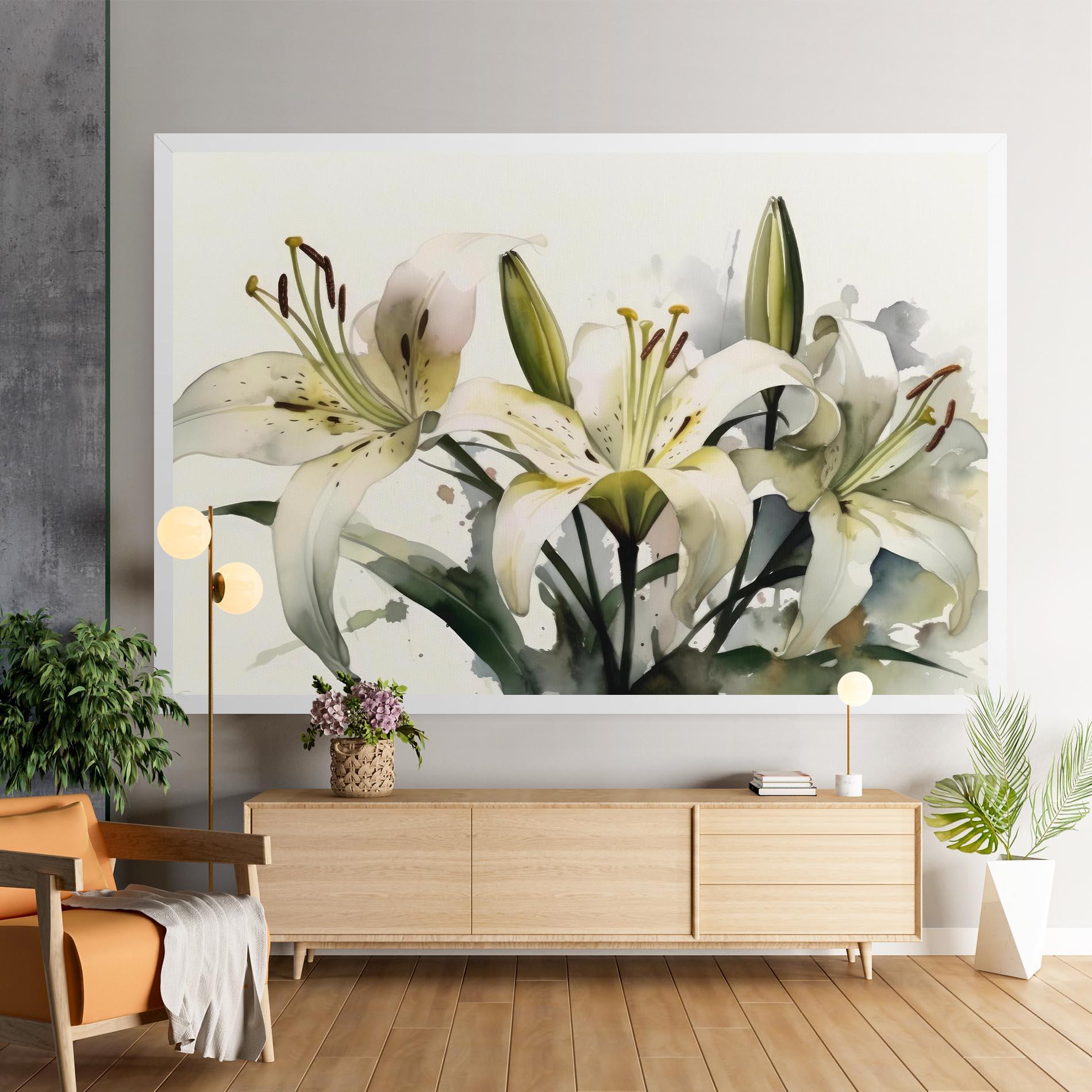 Tablou Canvas Cute White Lily Painting mockup 9