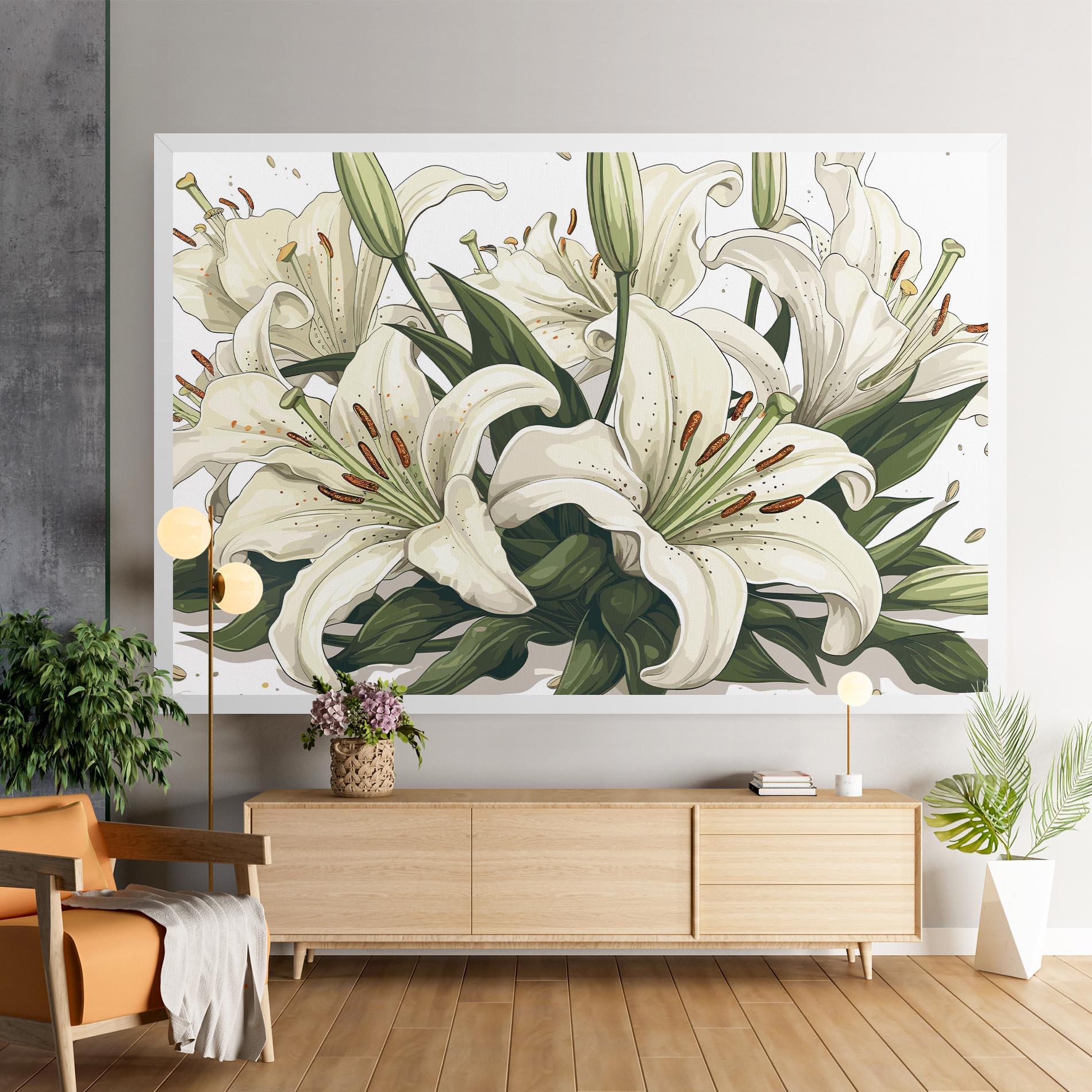 Tablou Canvas Grey White Lily mockup 9