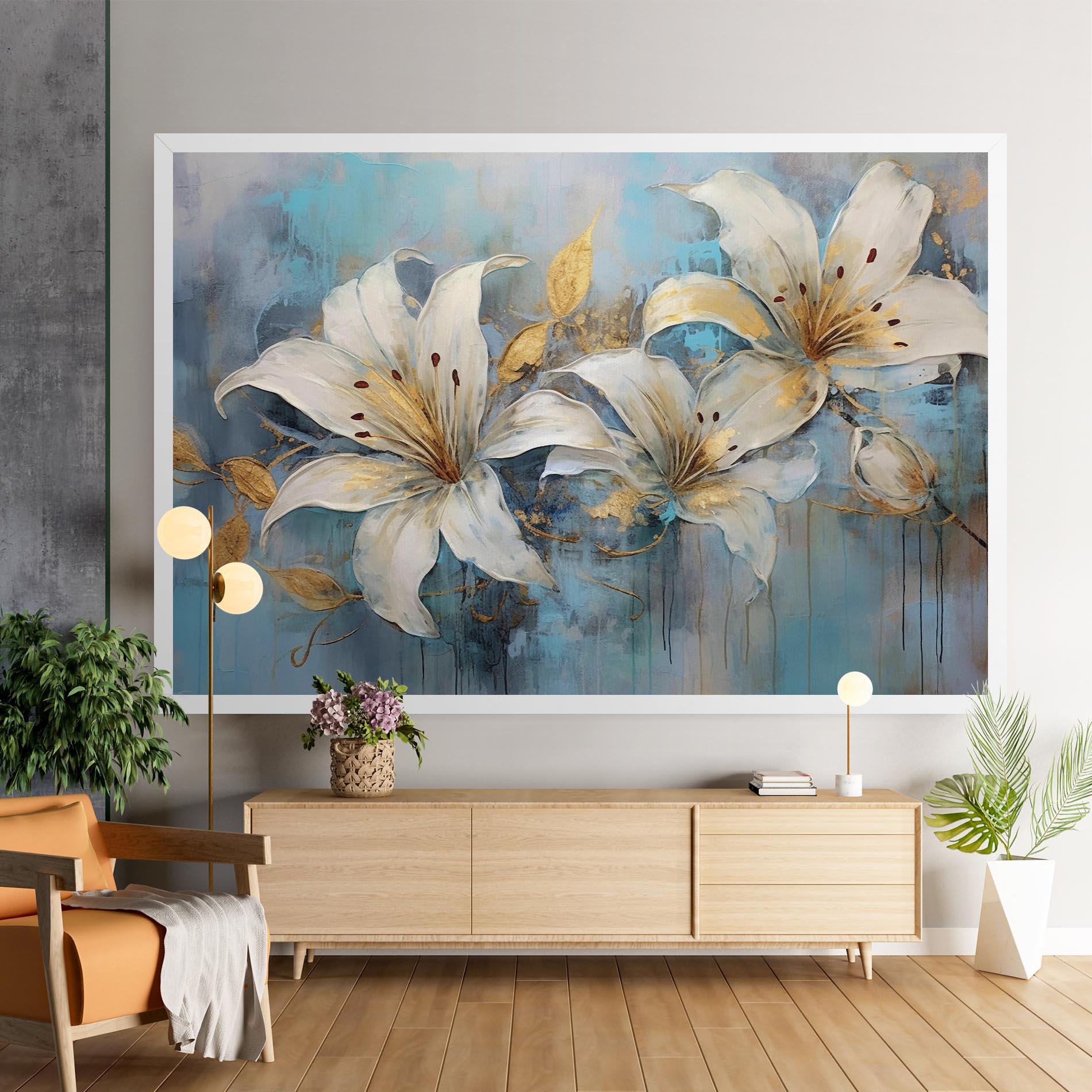 Tablou Canvas Lily With Gold Painting mockup 9