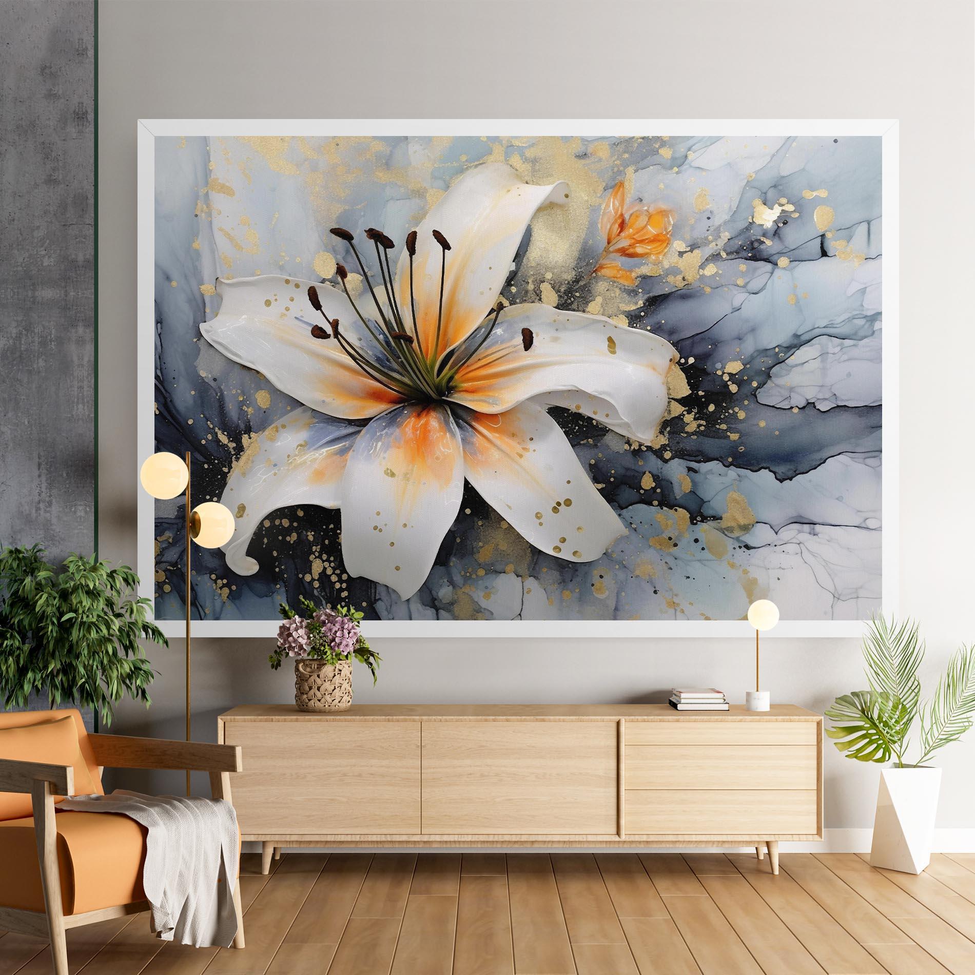 Tablou Canvas Lily With Orange Painting mockup 9