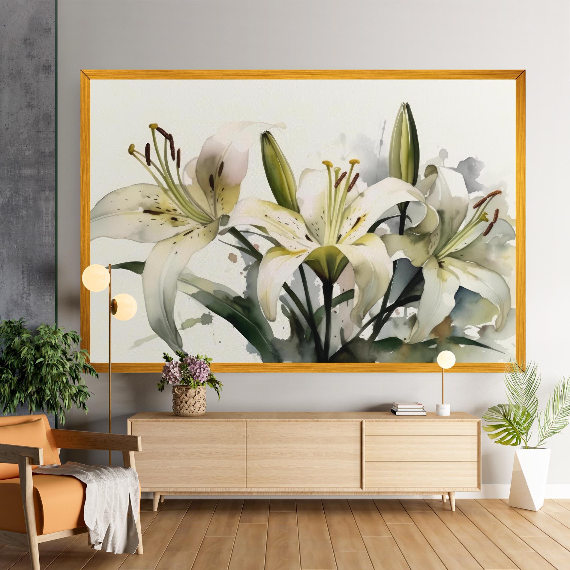 Tablou Canvas Cute White Lily Painting mockup 9