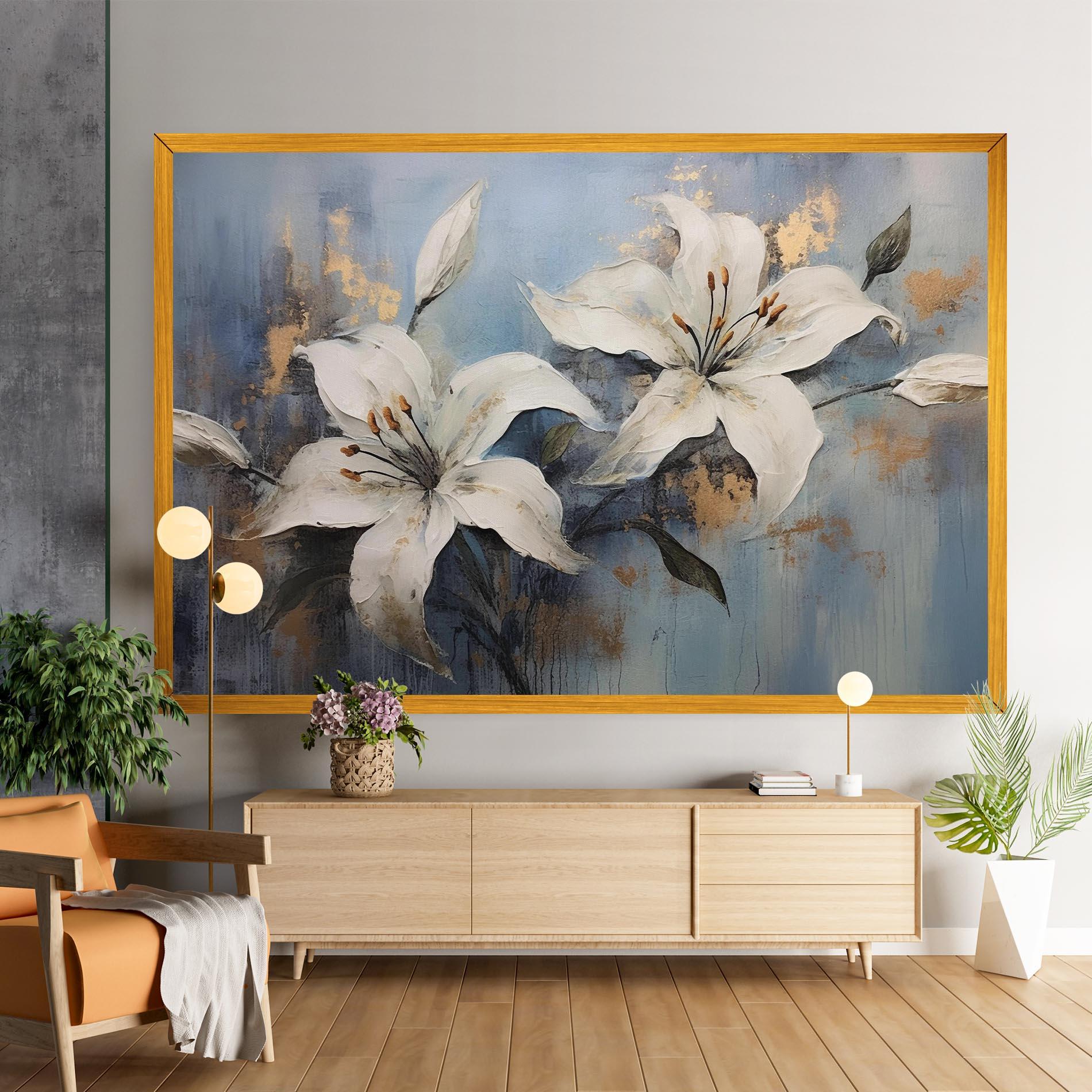 Tablou Canvas Gold Lily Painting mockup 9