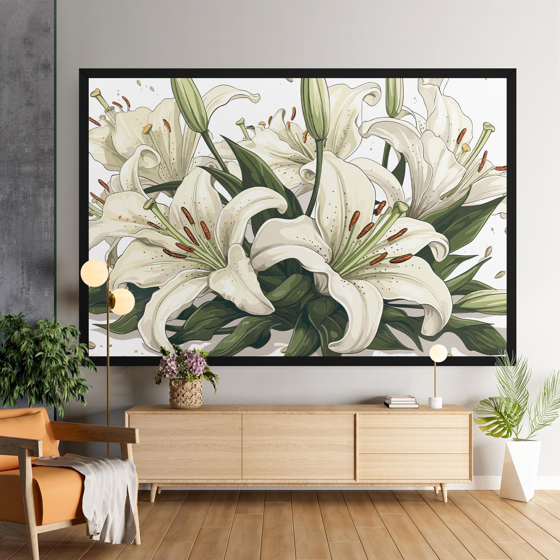 Tablou Canvas Grey White Lily mockup 9