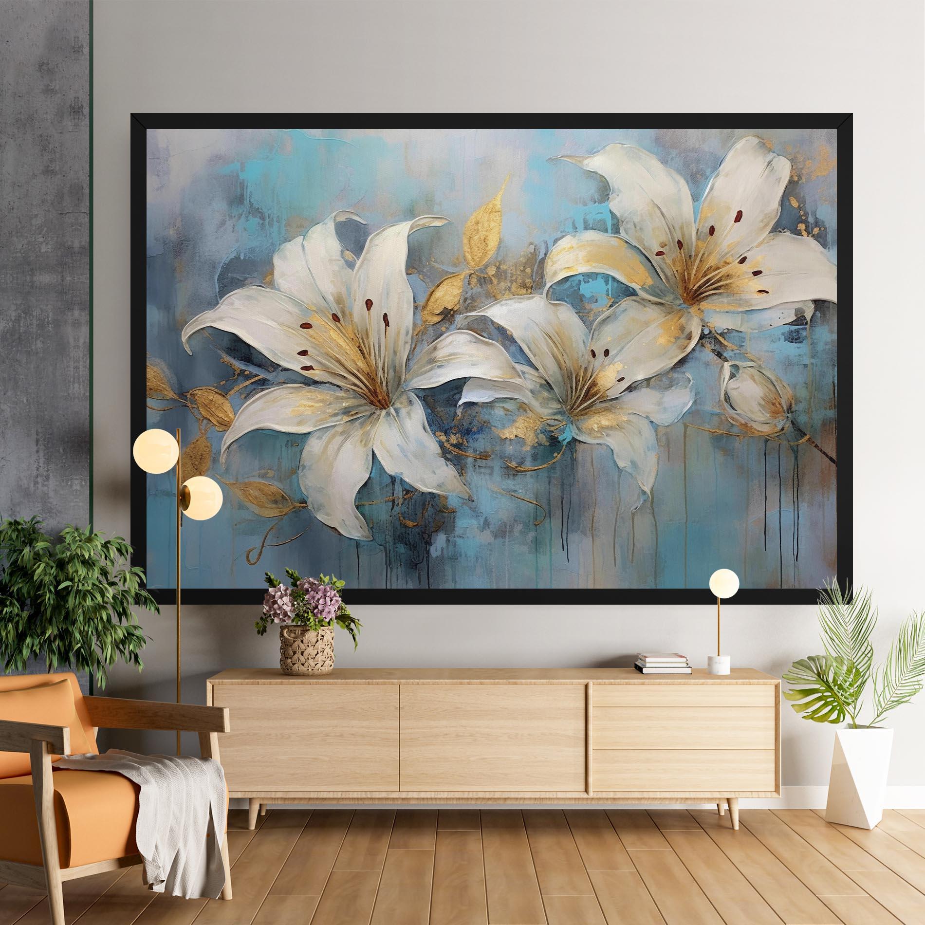 Tablou Canvas Lily With Gold Painting mockup 9
