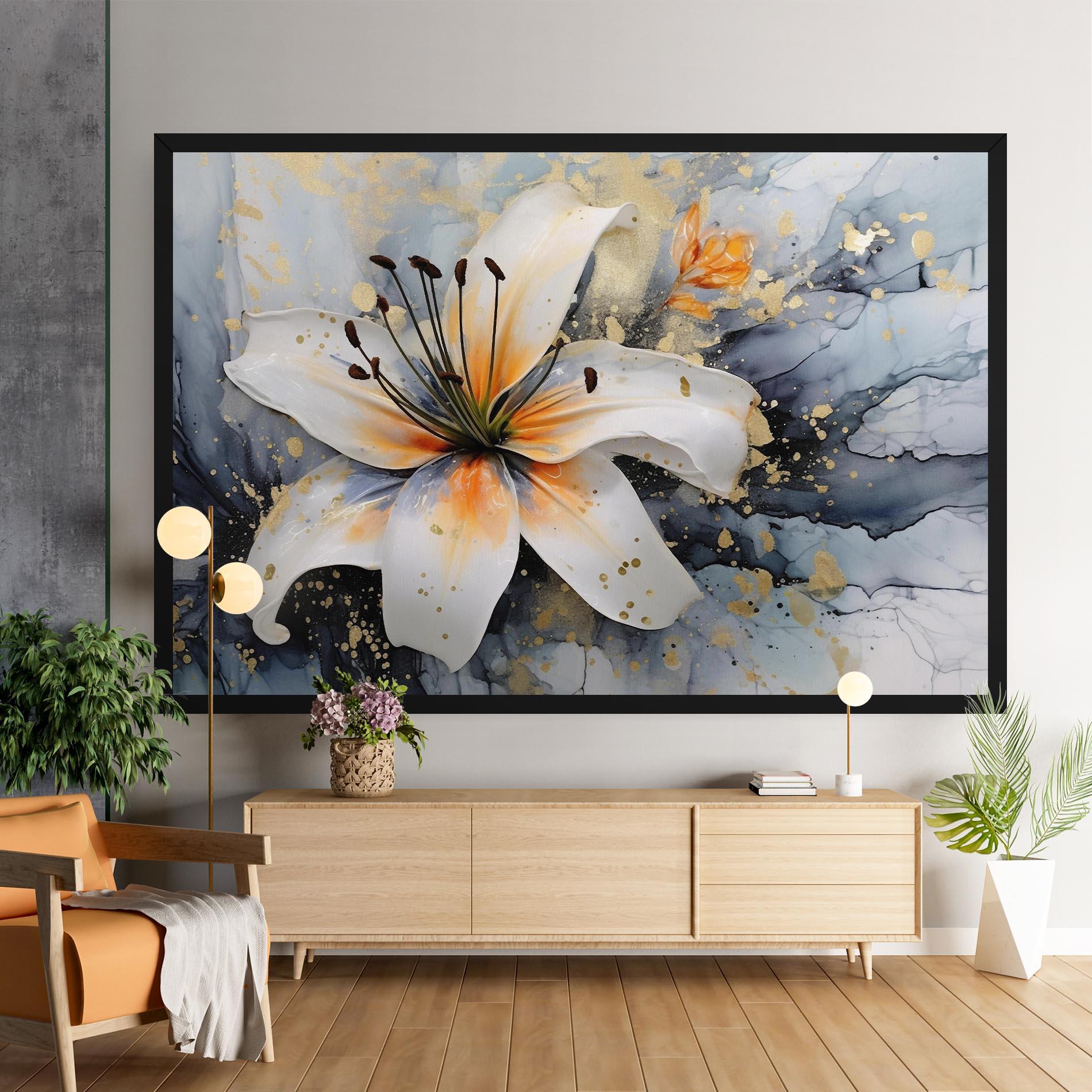 Tablou Canvas Lily With Orange Painting mockup 9