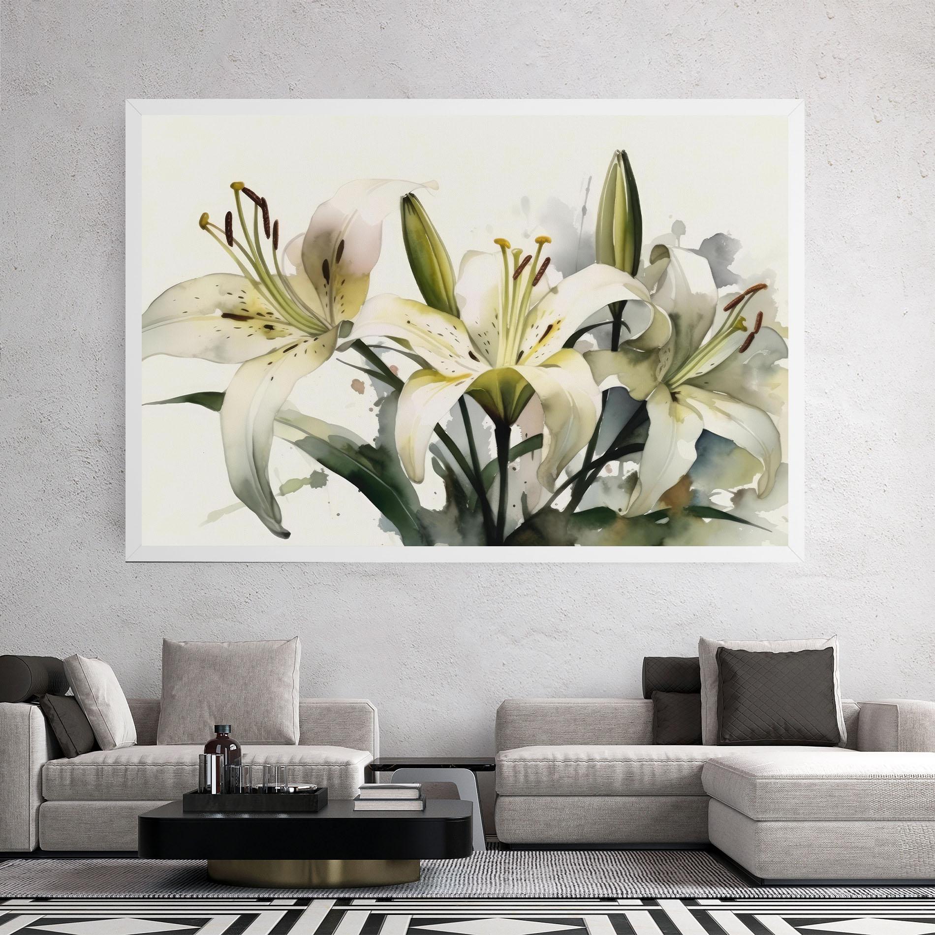 Tablou Canvas Cute White Lily Painting mockup 2