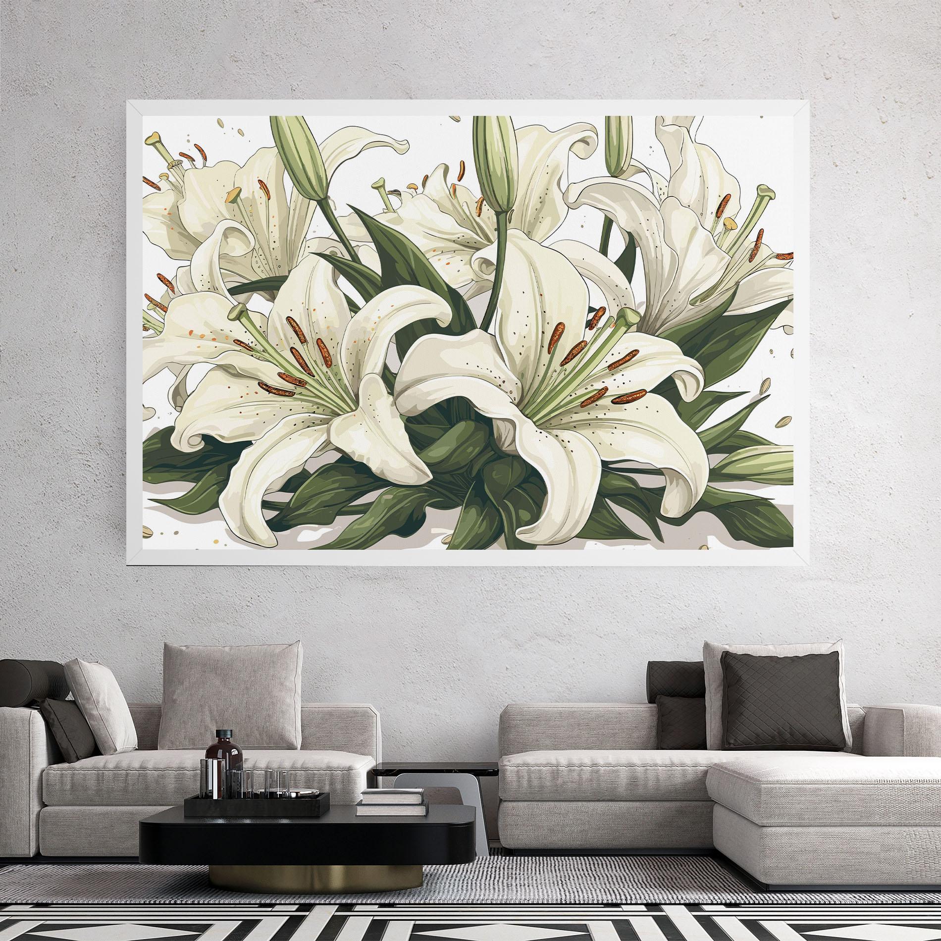 Tablou Canvas Grey White Lily mockup 2