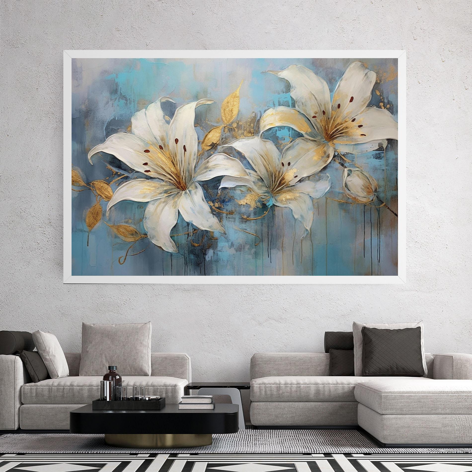 Tablou Canvas Lily With Gold Painting mockup 2