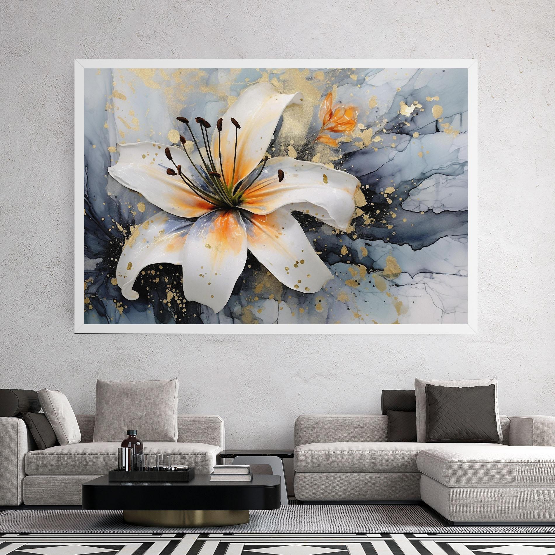 Tablou Canvas Lily With Orange Painting mockup 2