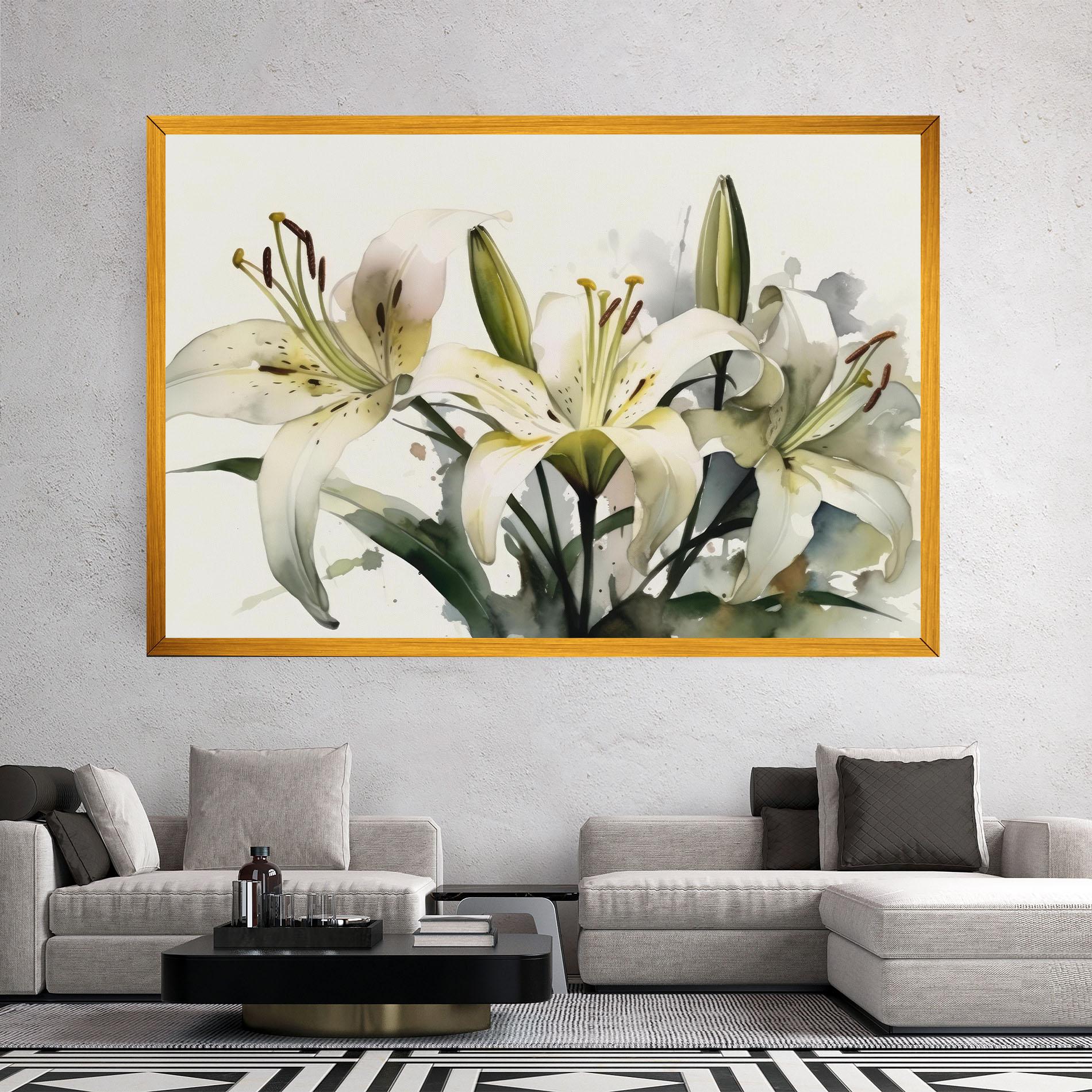 Tablou Canvas Cute White Lily Painting mockup 2