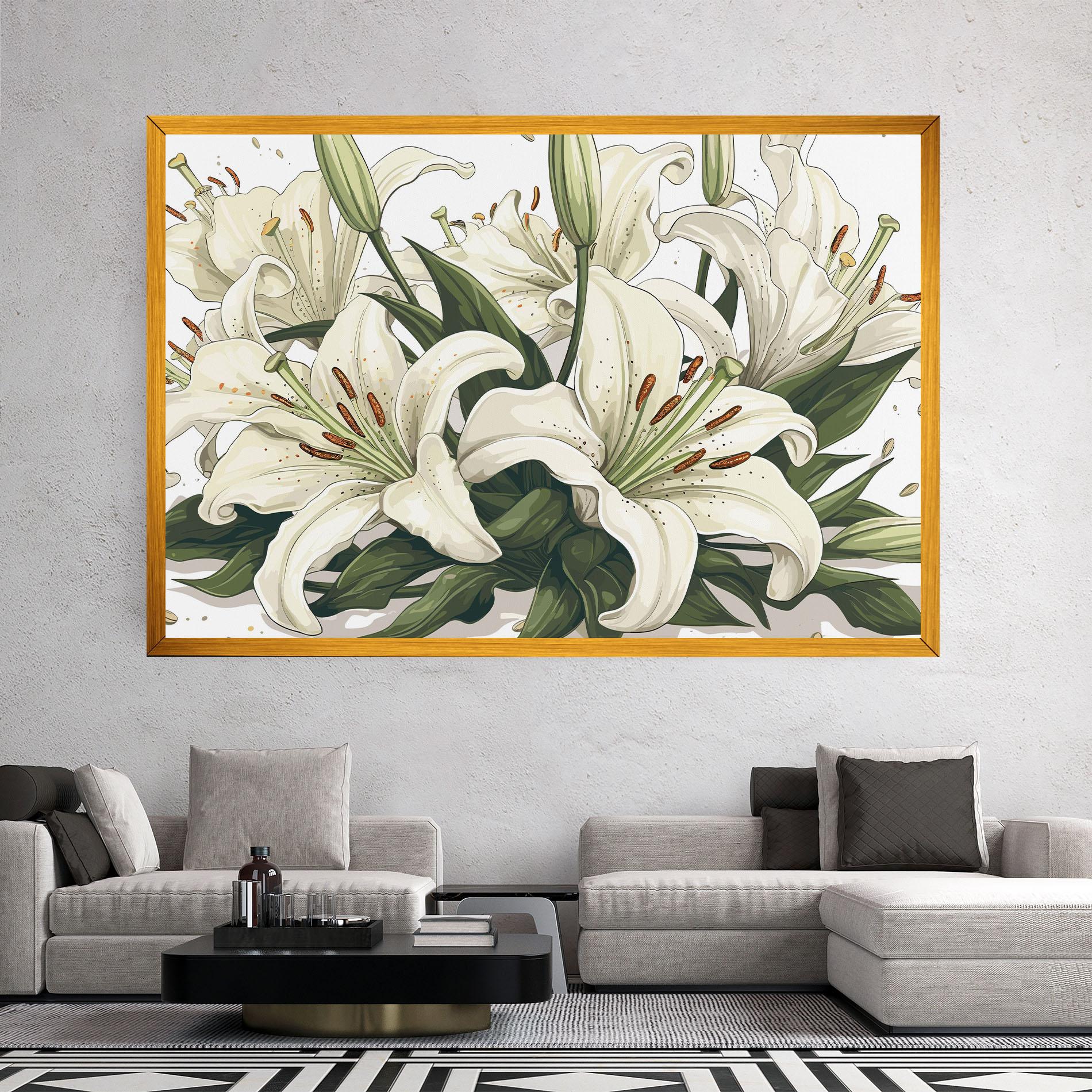 Tablou Canvas Grey White Lily mockup 2