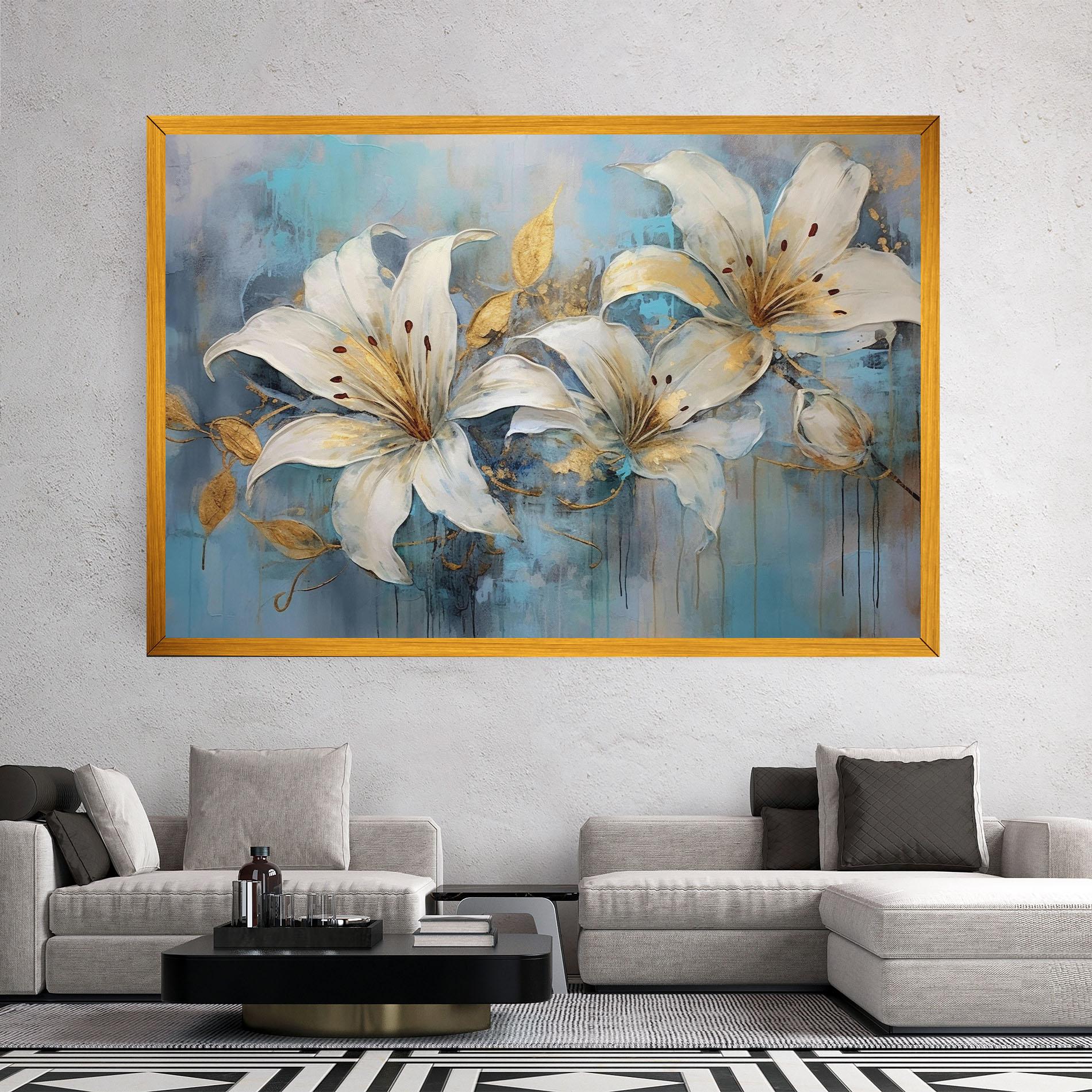 Tablou Canvas Lily With Gold Painting mockup 2