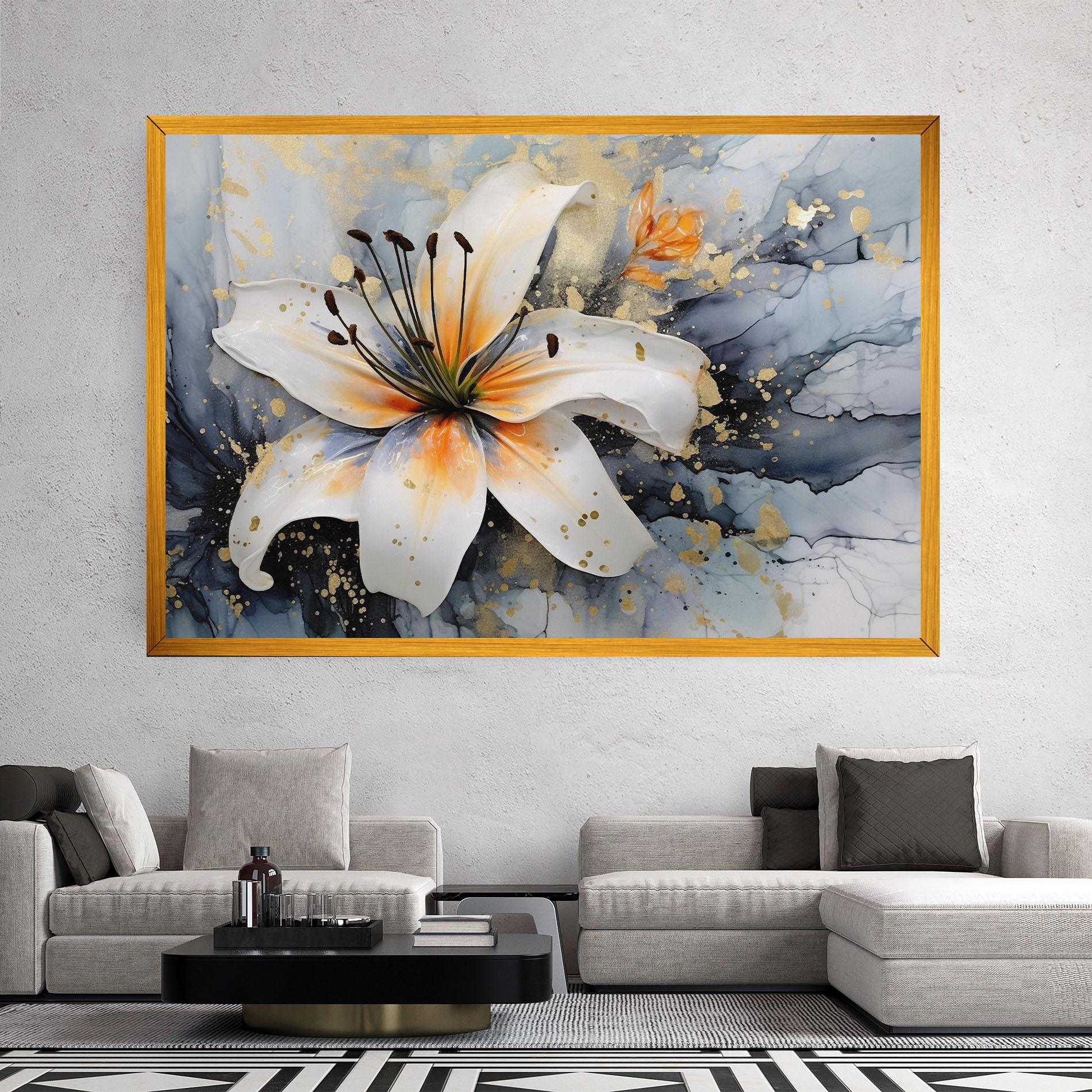 Tablou Canvas Lily With Orange Painting mockup 2