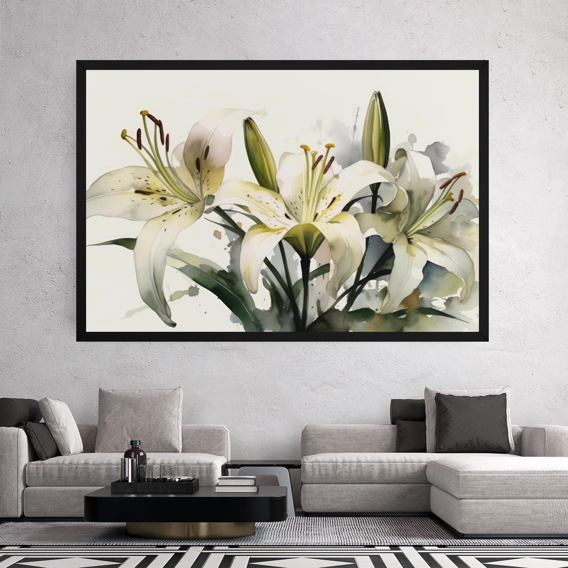 Tablou Canvas Cute White Lily Painting mockup 2
