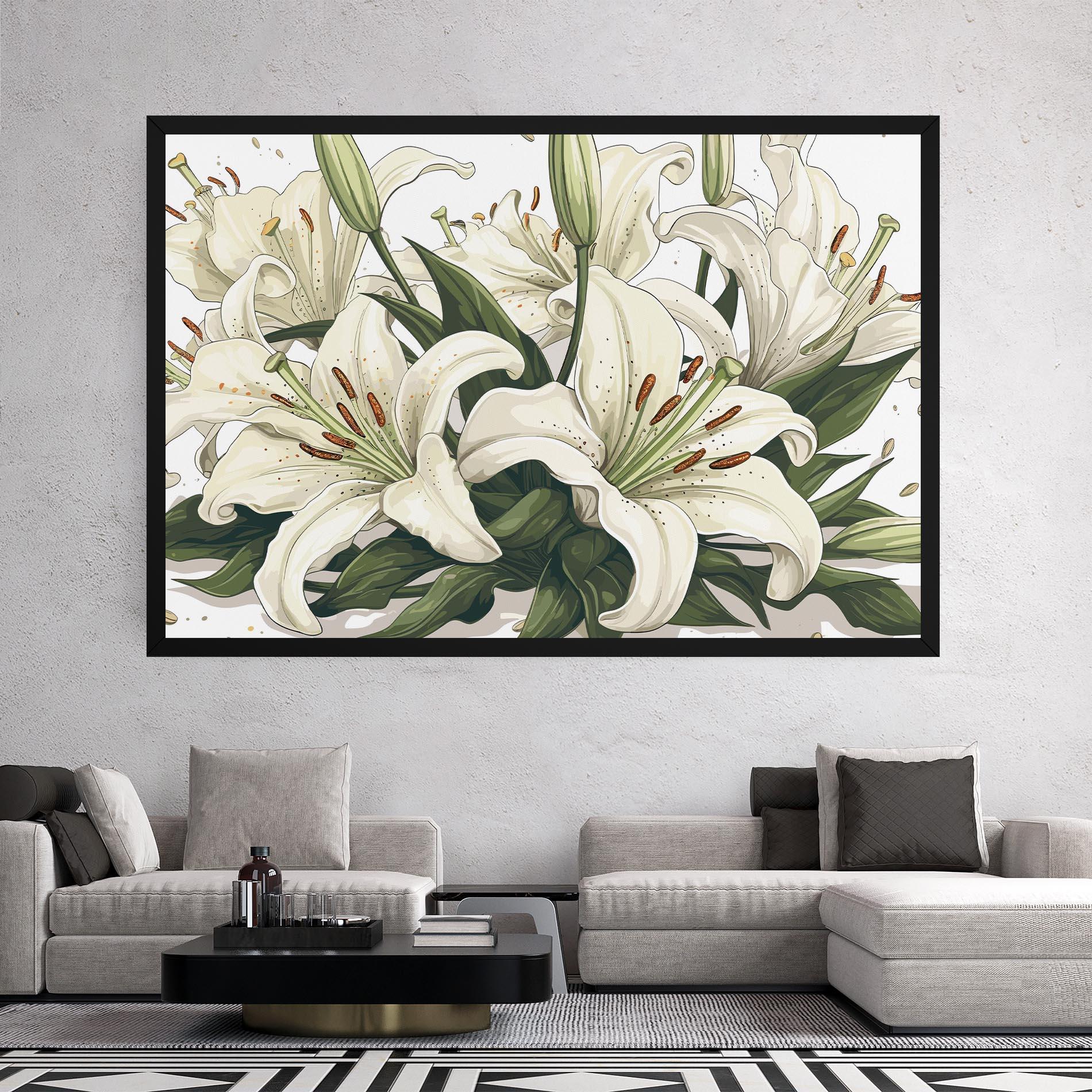 Tablou Canvas Grey White Lily mockup 2