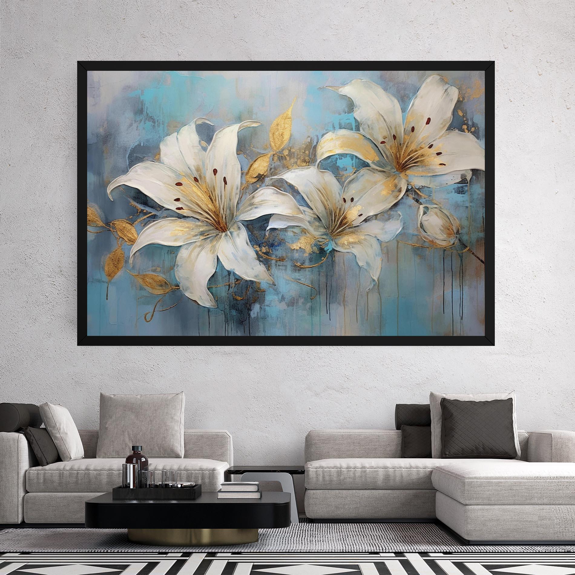 Tablou Canvas Lily With Gold Painting mockup 2