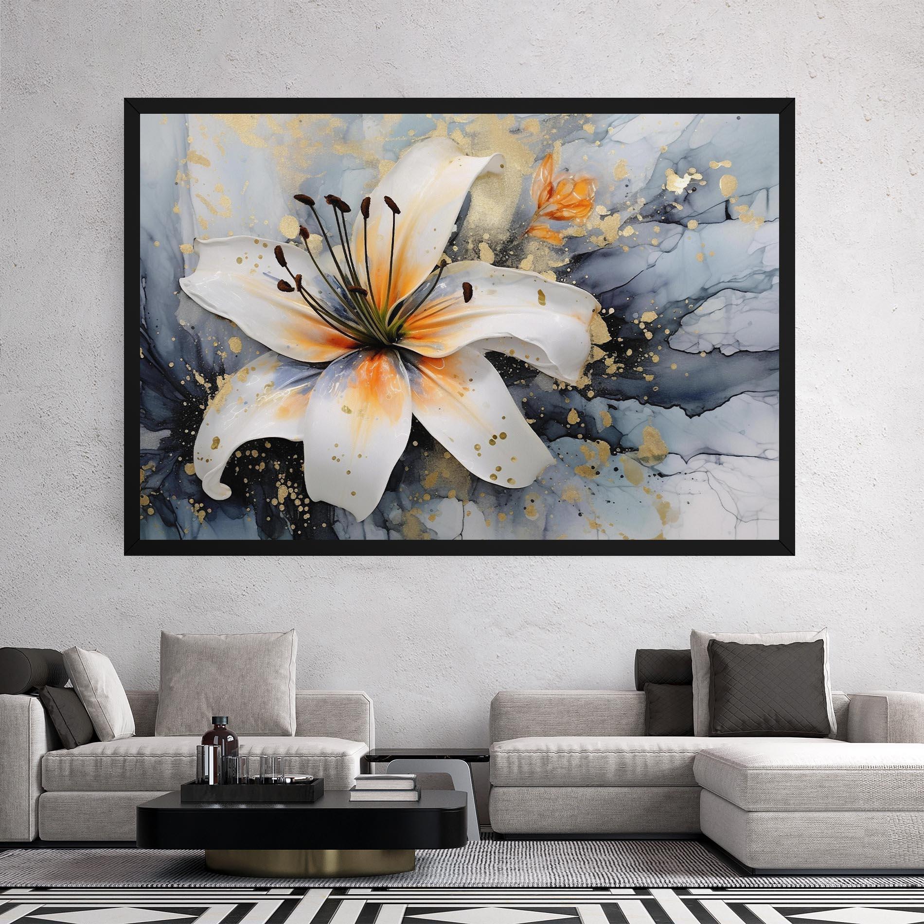 Tablou Canvas Lily With Orange Painting mockup 2