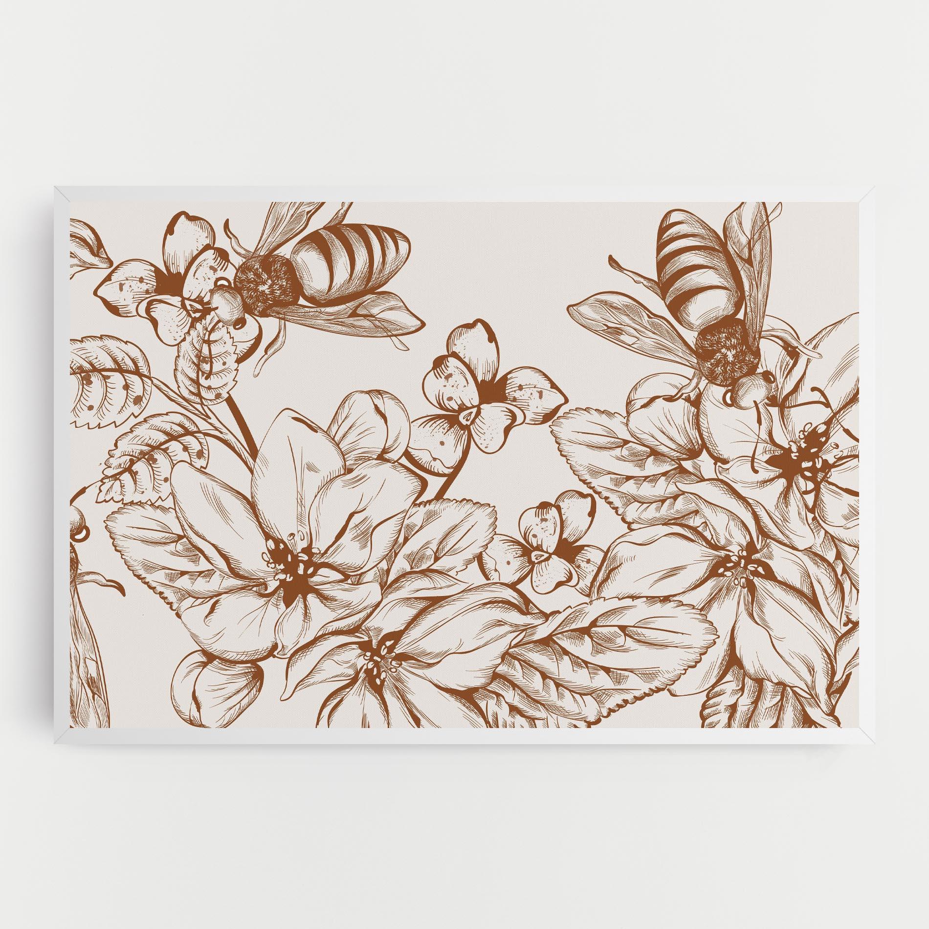 Tablou Canvas Bee Flower Line mockup 0