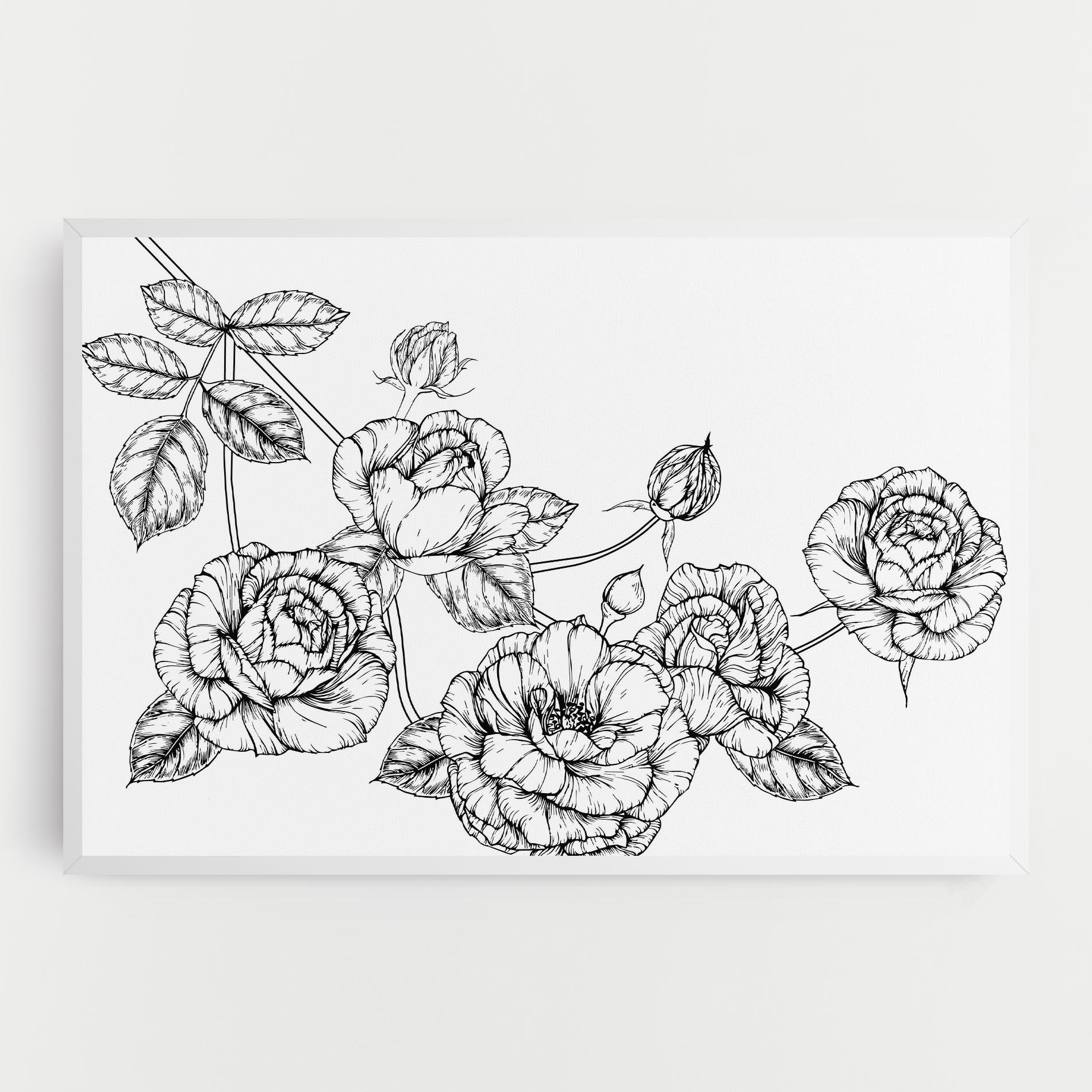 Tablou Canvas Big Roses Line mockup 0