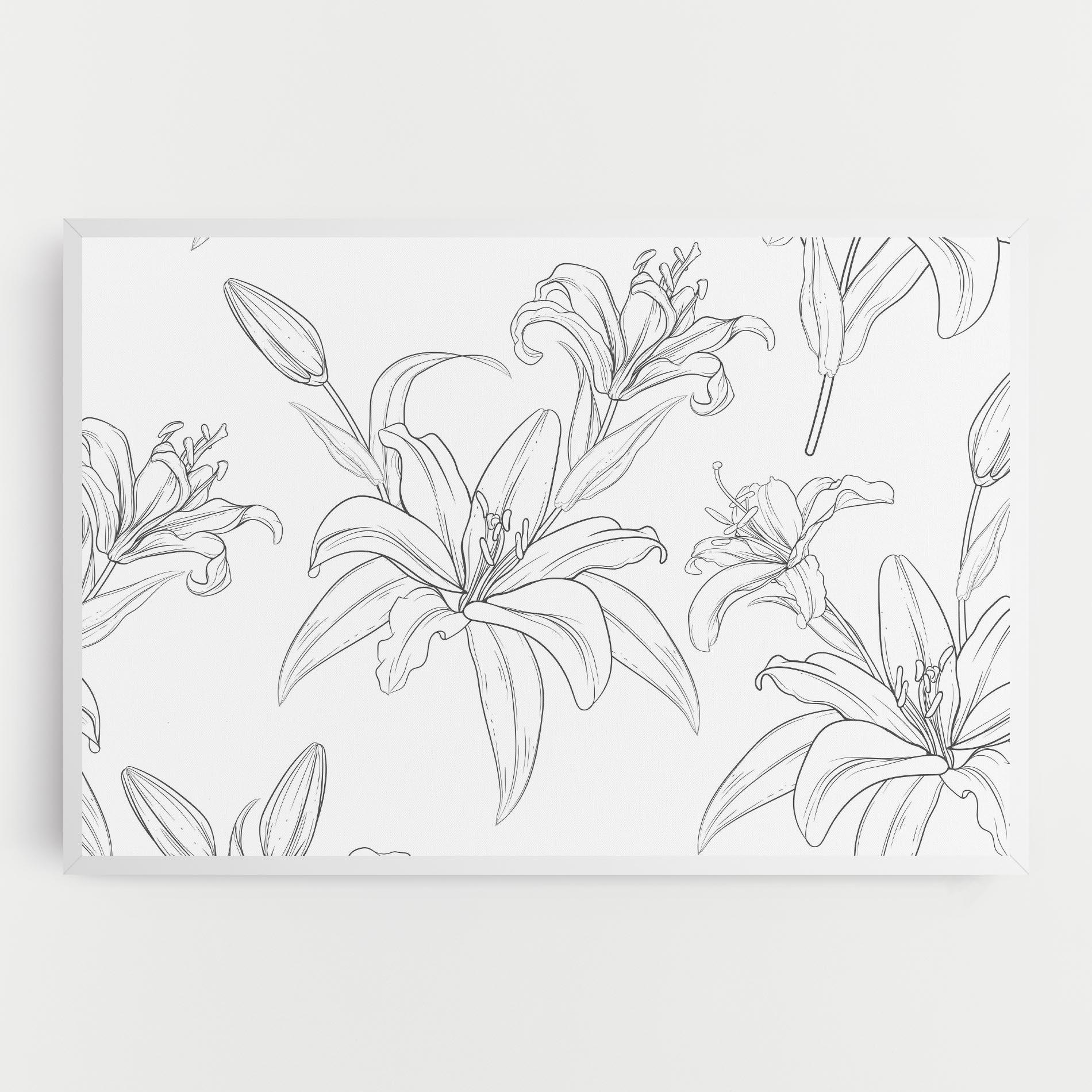 Tablou Canvas Grey Line Flower mockup 0