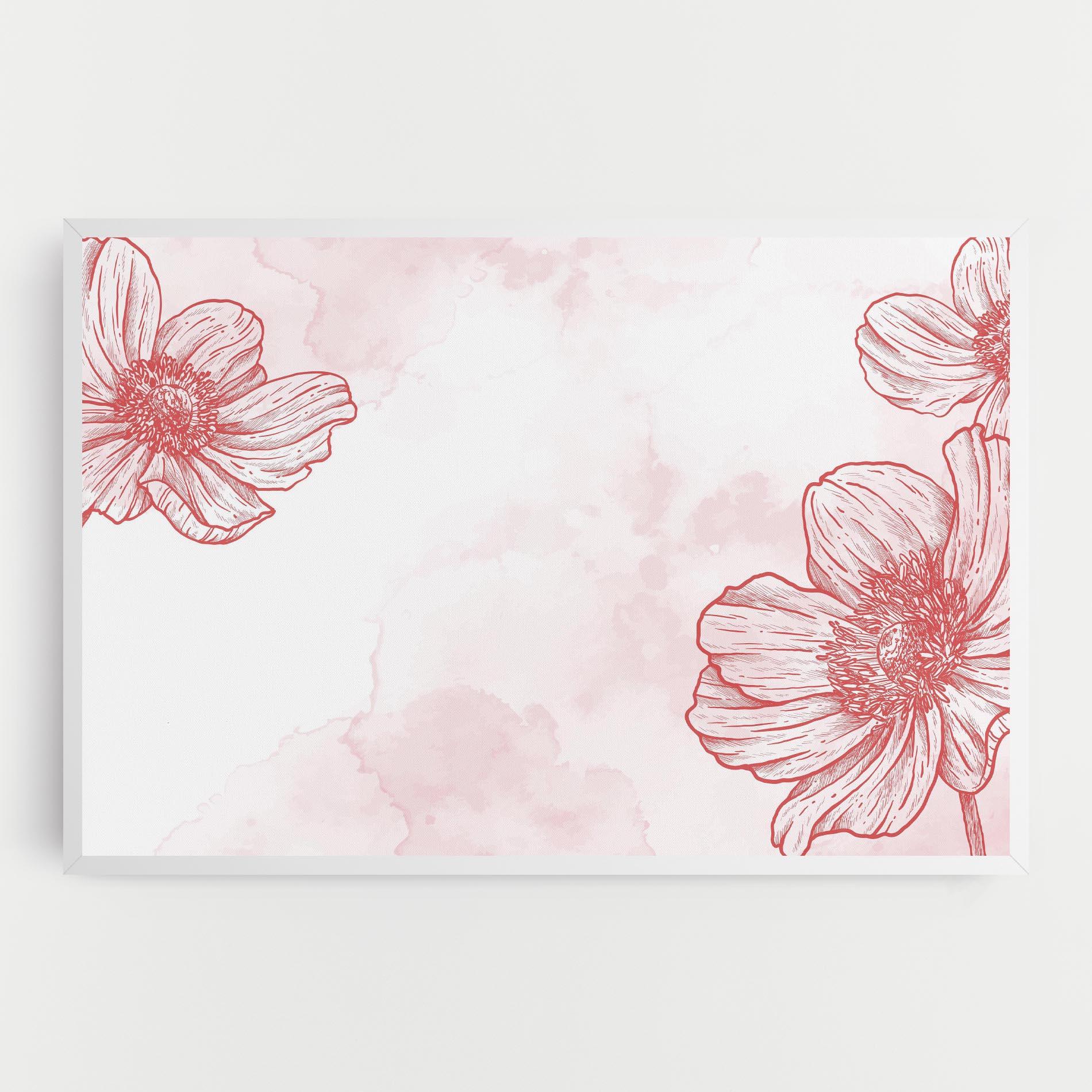 Tablou Canvas Red Flower Line mockup 0