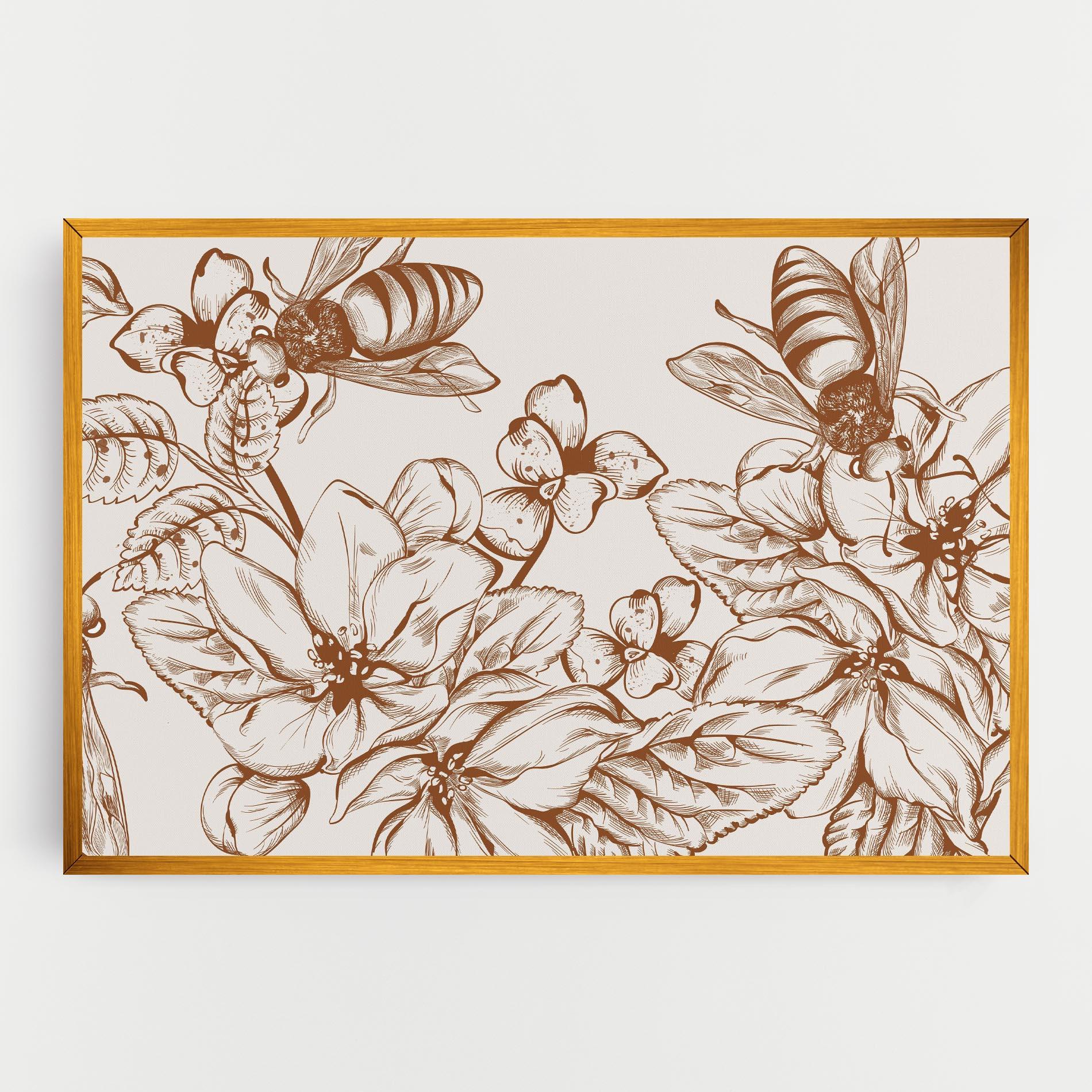 Tablou Canvas Bee Flower Line mockup 0