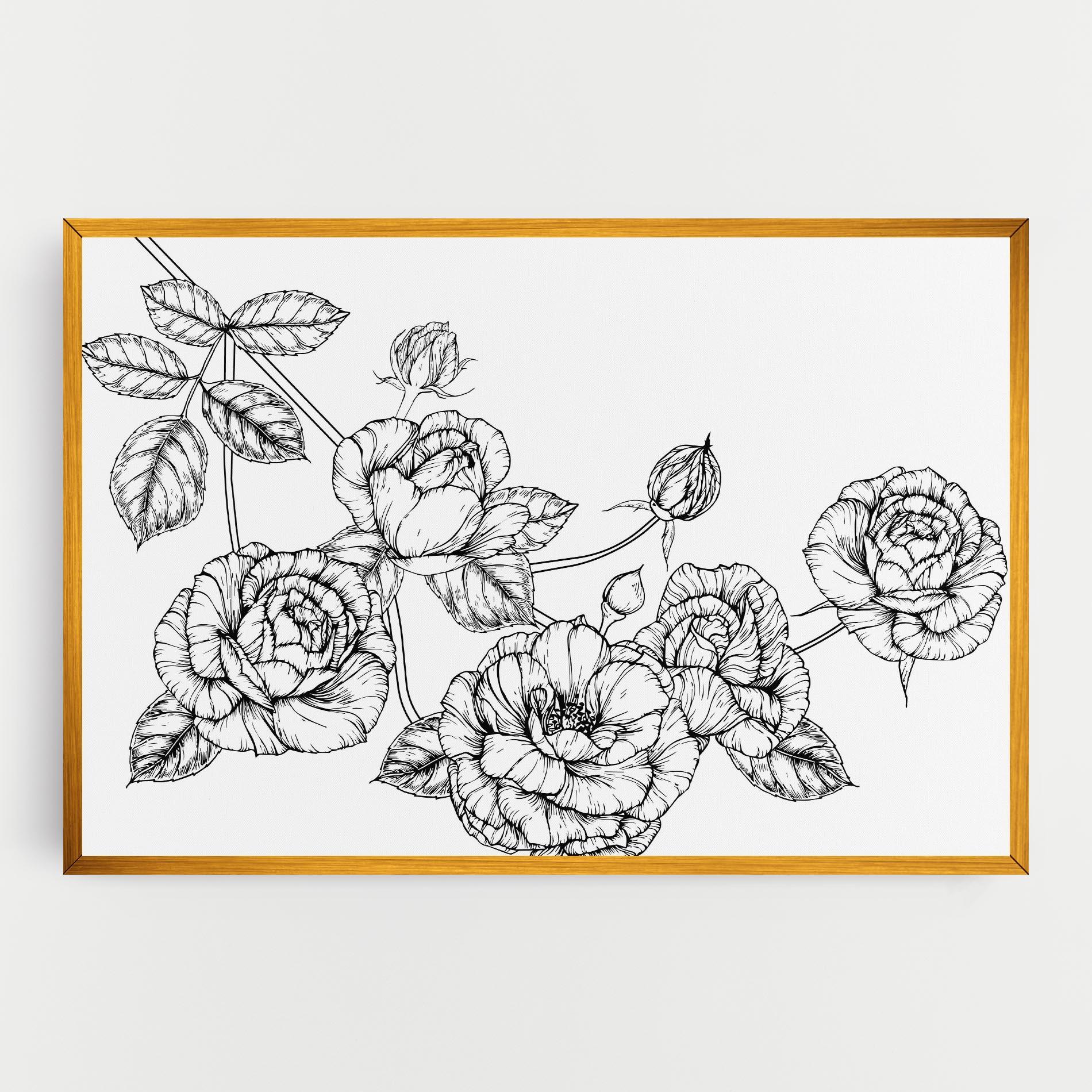 Tablou Canvas Big Roses Line mockup 0