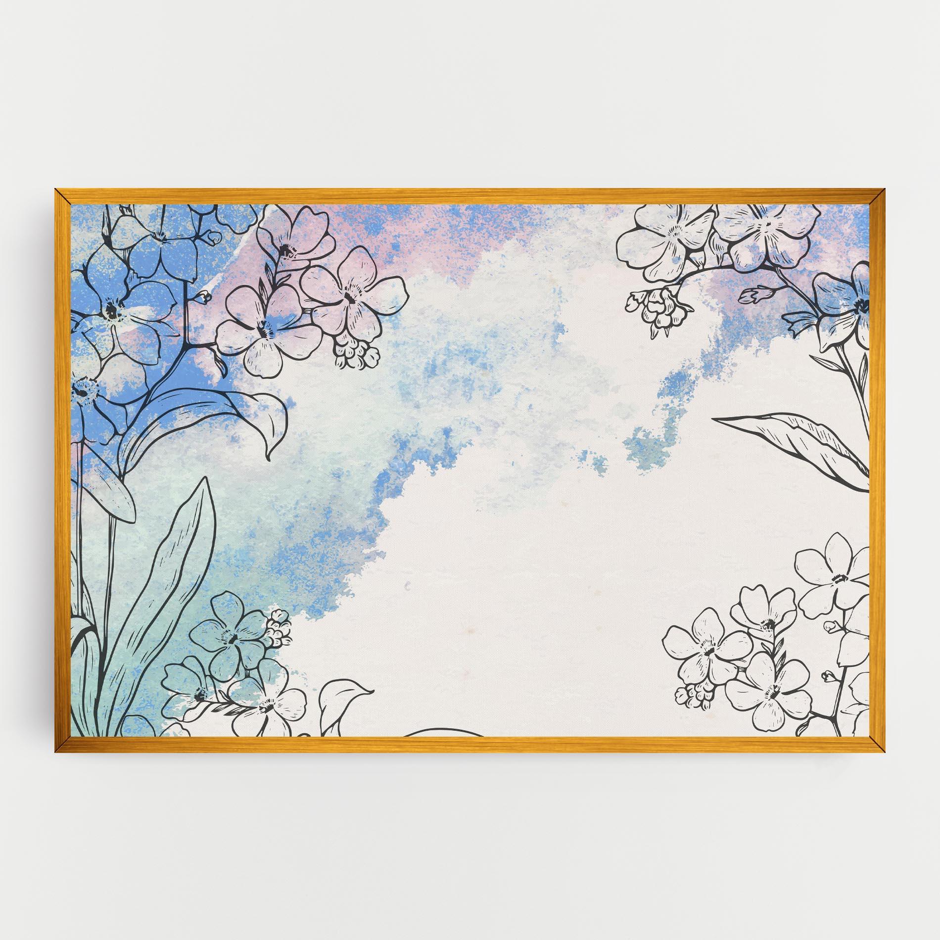 Tablou Canvas Blue Watercolor Flower mockup 0