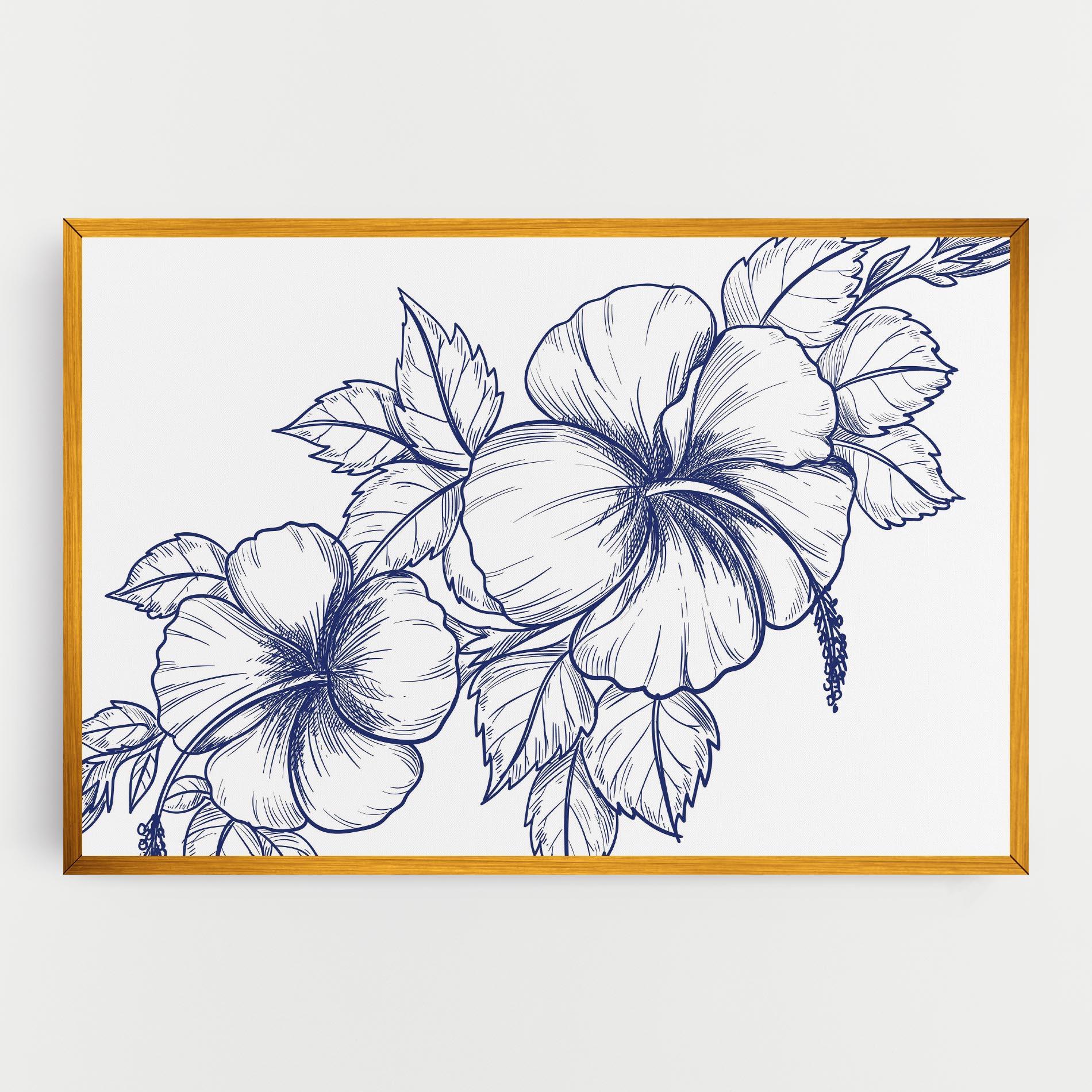 Tablou Canvas Dark Blue Line Flower mockup 0
