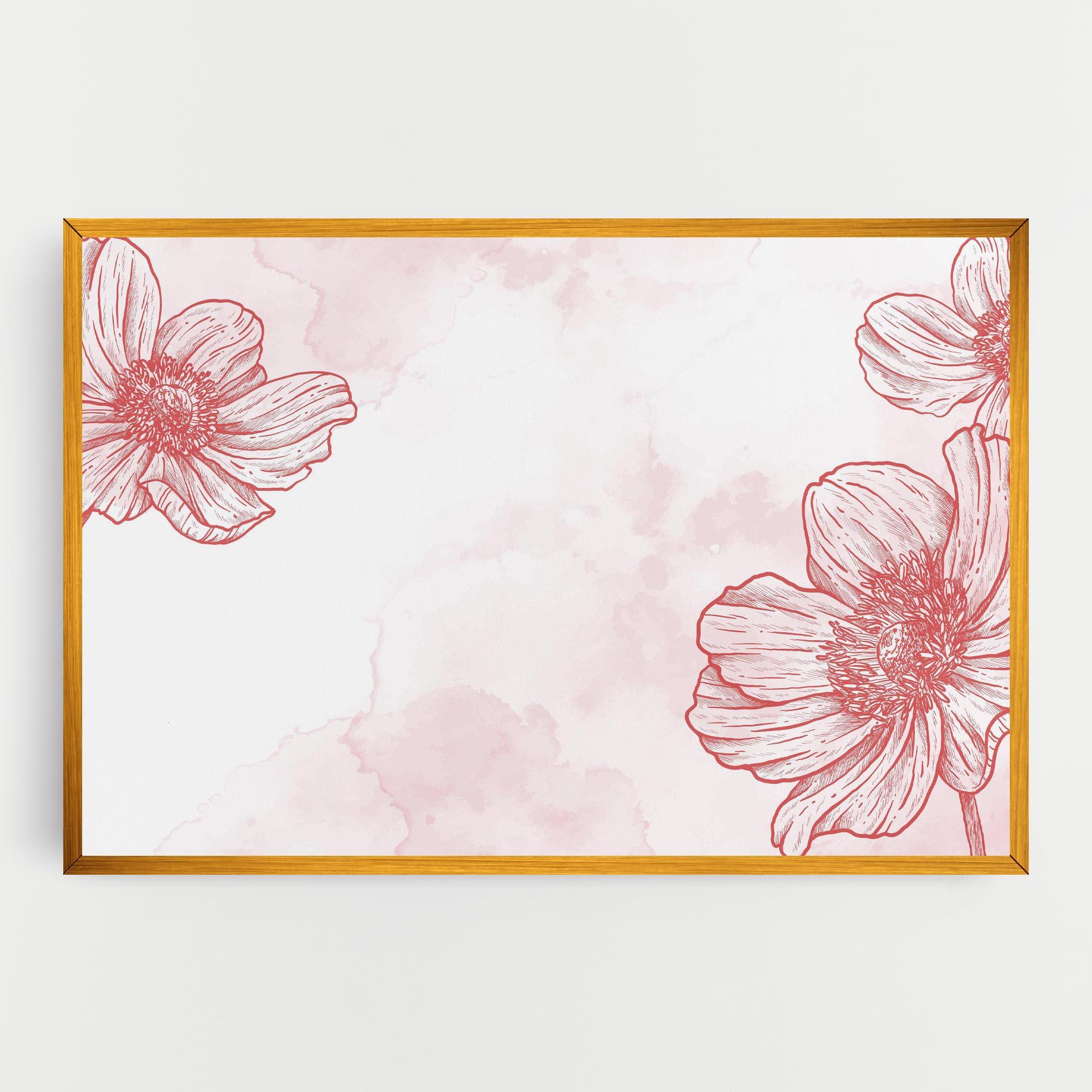 Tablou Canvas Red Flower Line mockup 0