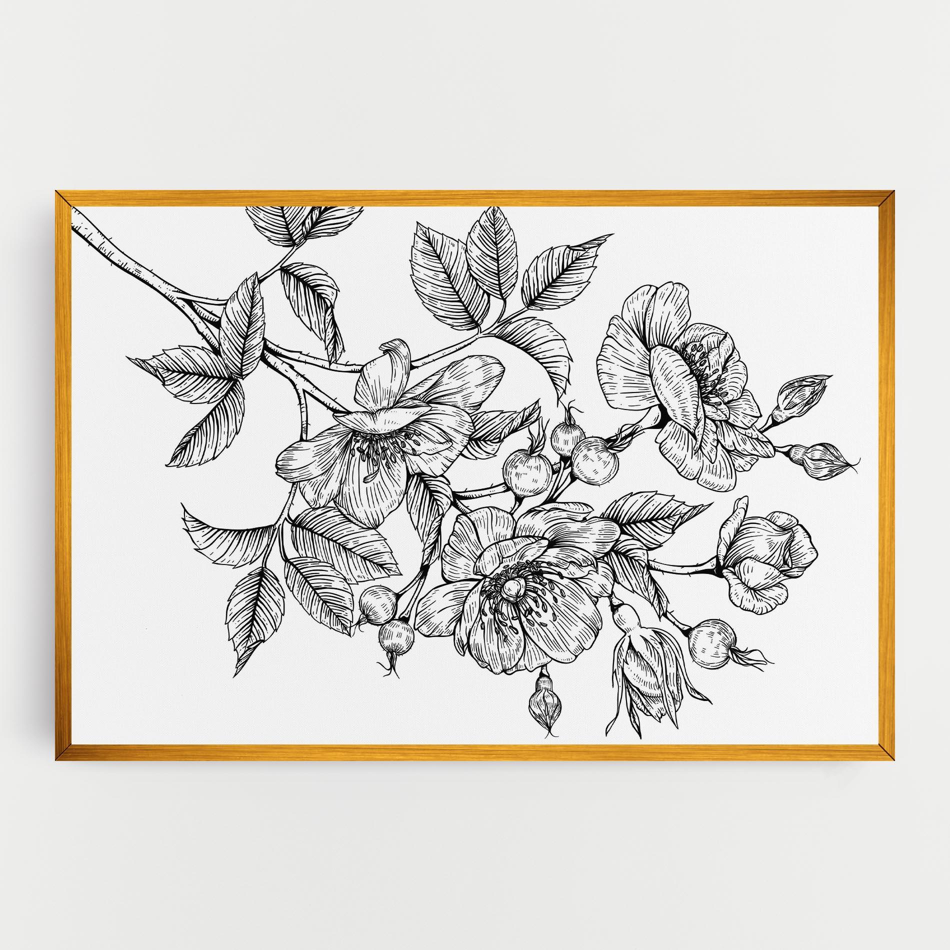 Tablou Canvas Rose Black Line mockup 0