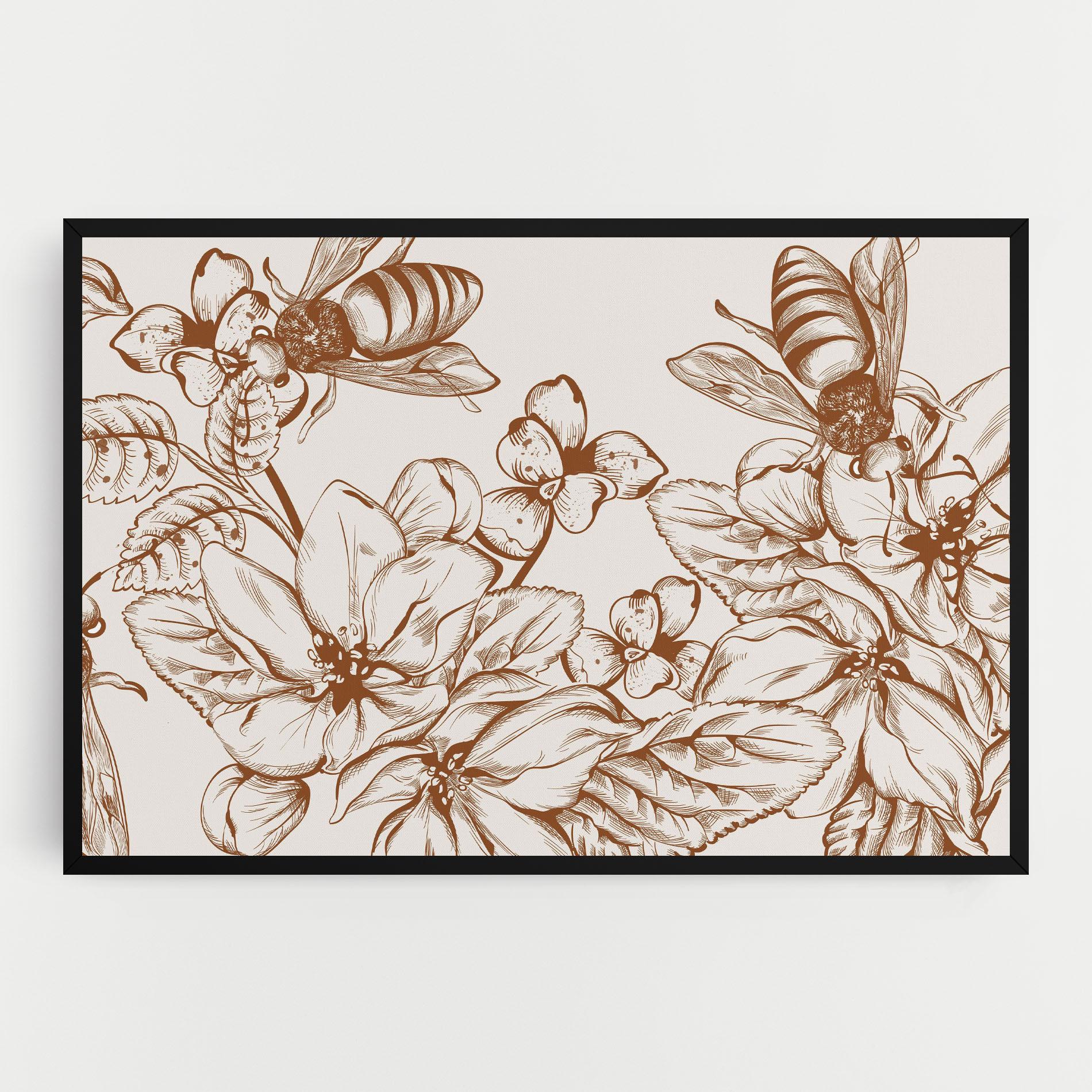 Tablou Canvas Bee Flower Line mockup 0