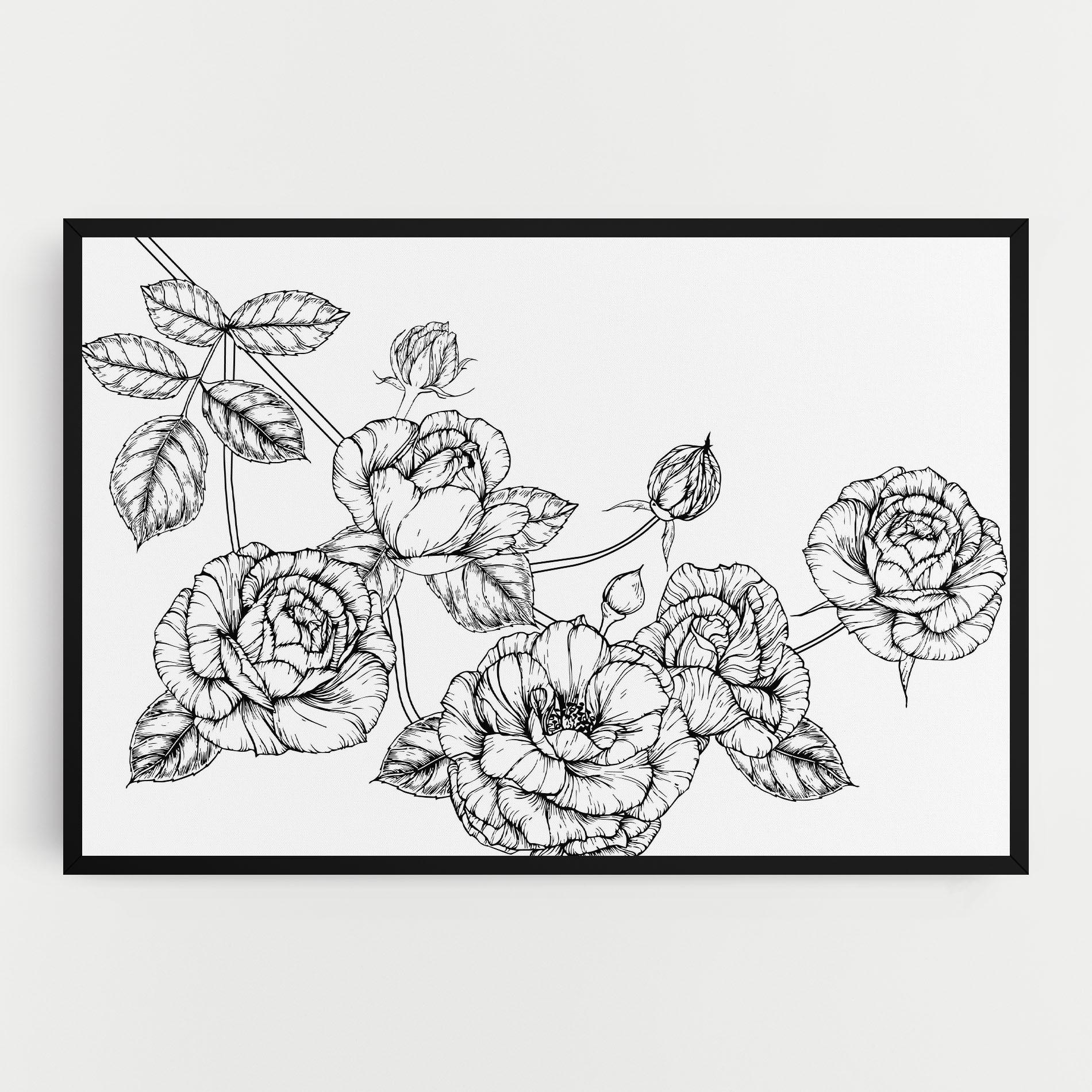 Tablou Canvas Big Roses Line mockup 0