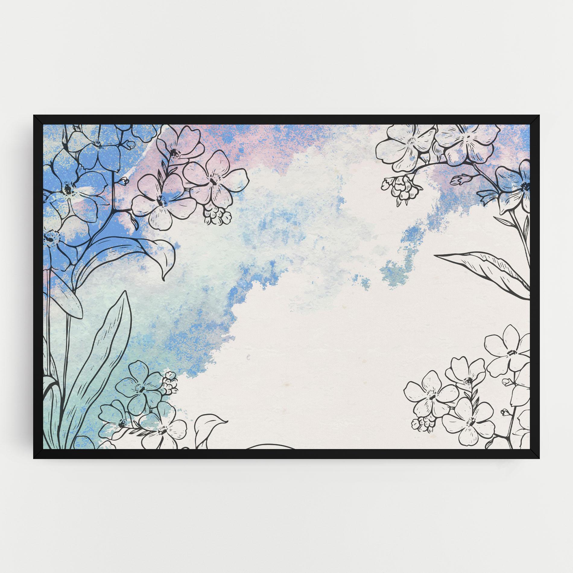 Tablou Canvas Blue Watercolor Flower mockup 0