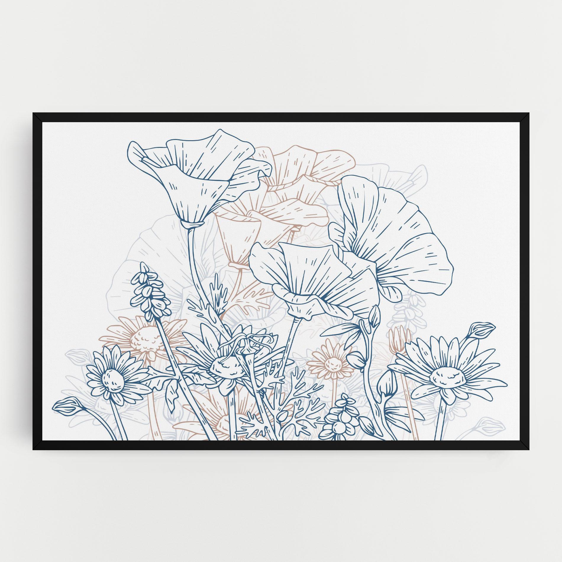 Tablou Canvas Cream Blue Line mockup 0