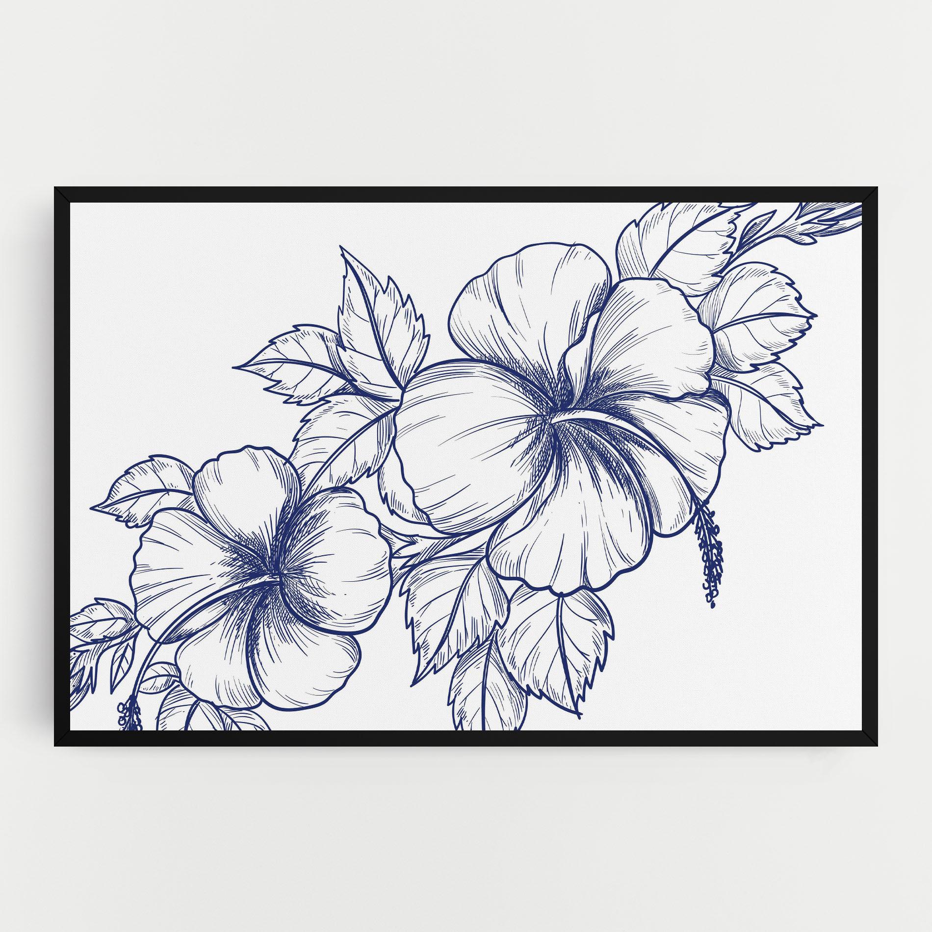 Tablou Canvas Dark Blue Line Flower mockup 0