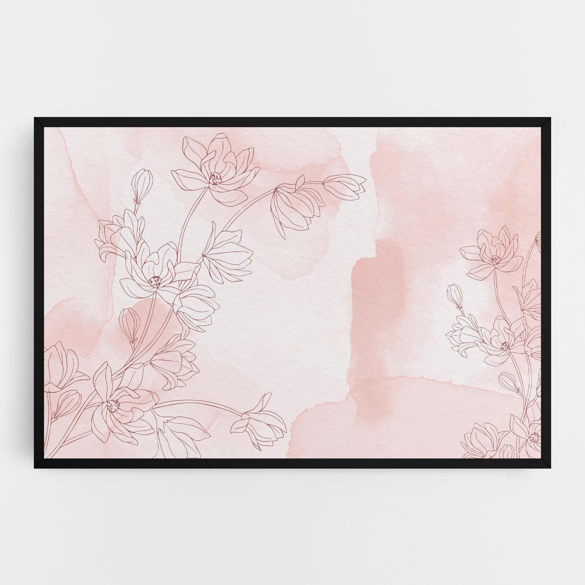 Tablou Canvas Pink Flower Line mockup 0