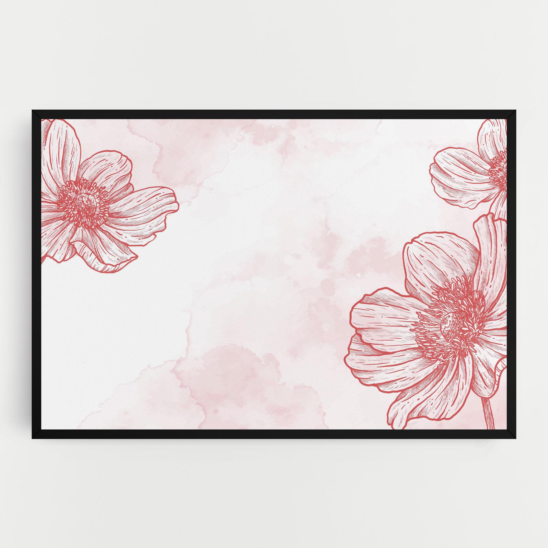 Tablou Canvas Red Flower Line mockup 0