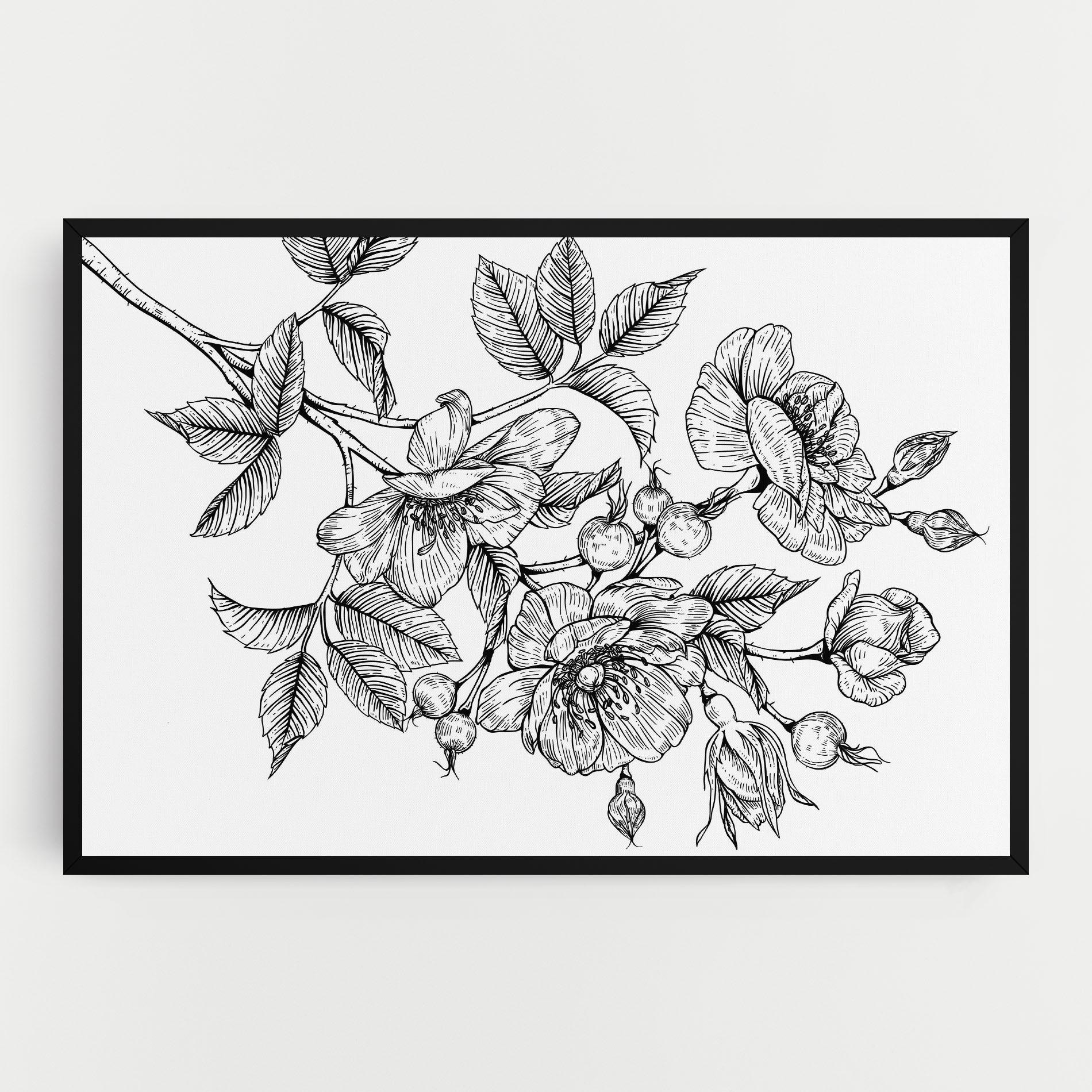 Tablou Canvas Rose Black Line mockup 0