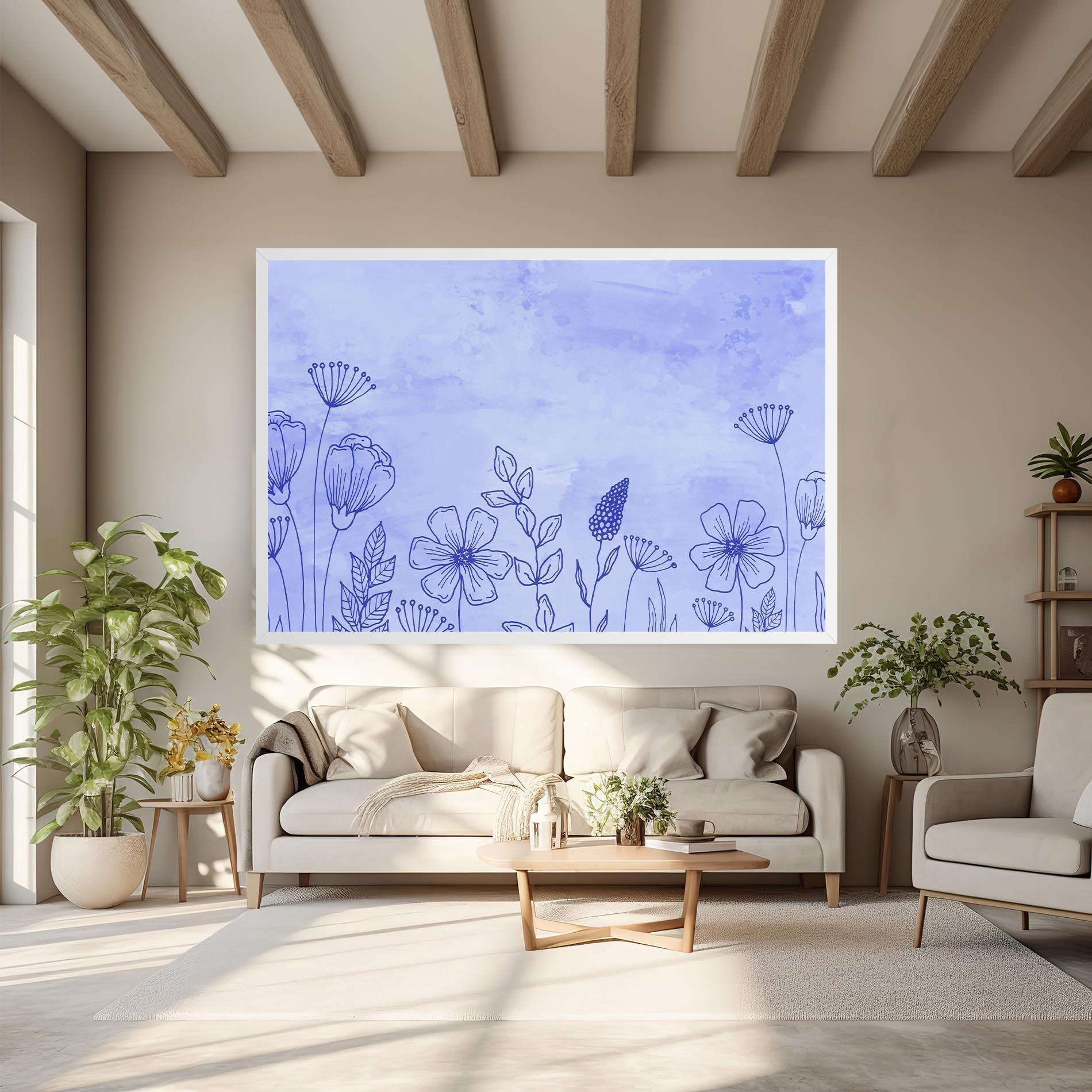 Tablou Canvas Blue Line Plant mockup 6