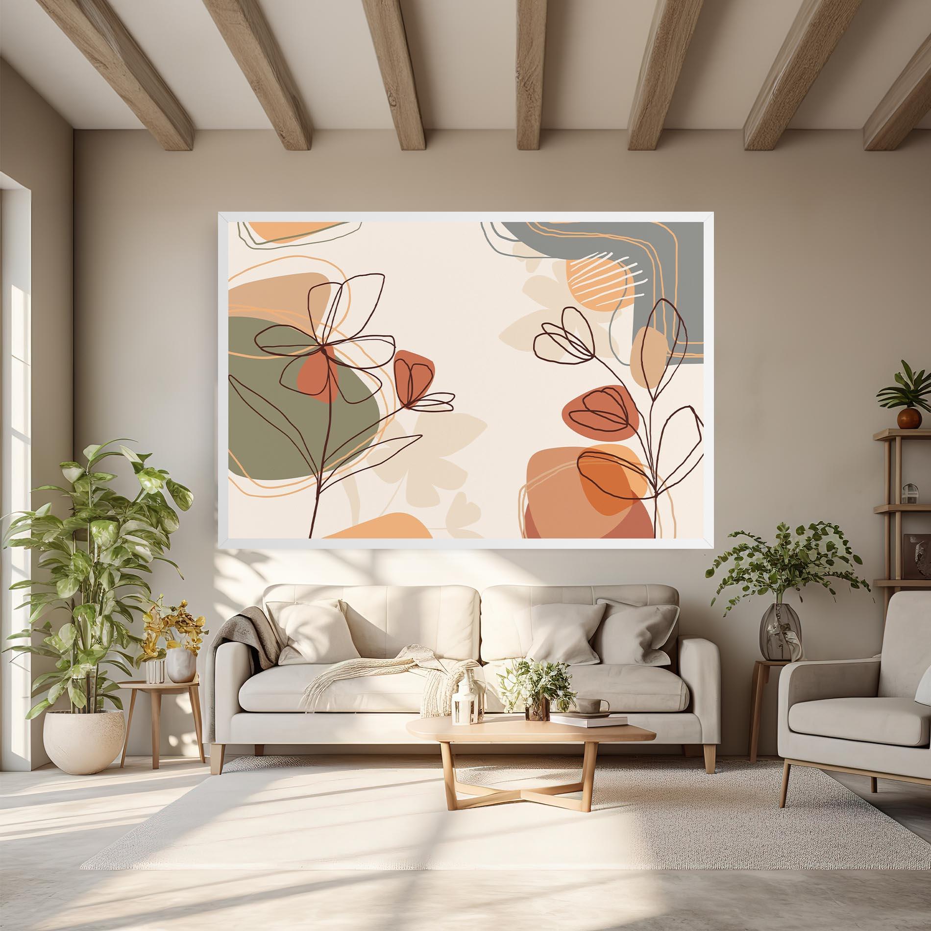 Tablou Canvas Brown Line Plants mockup 6