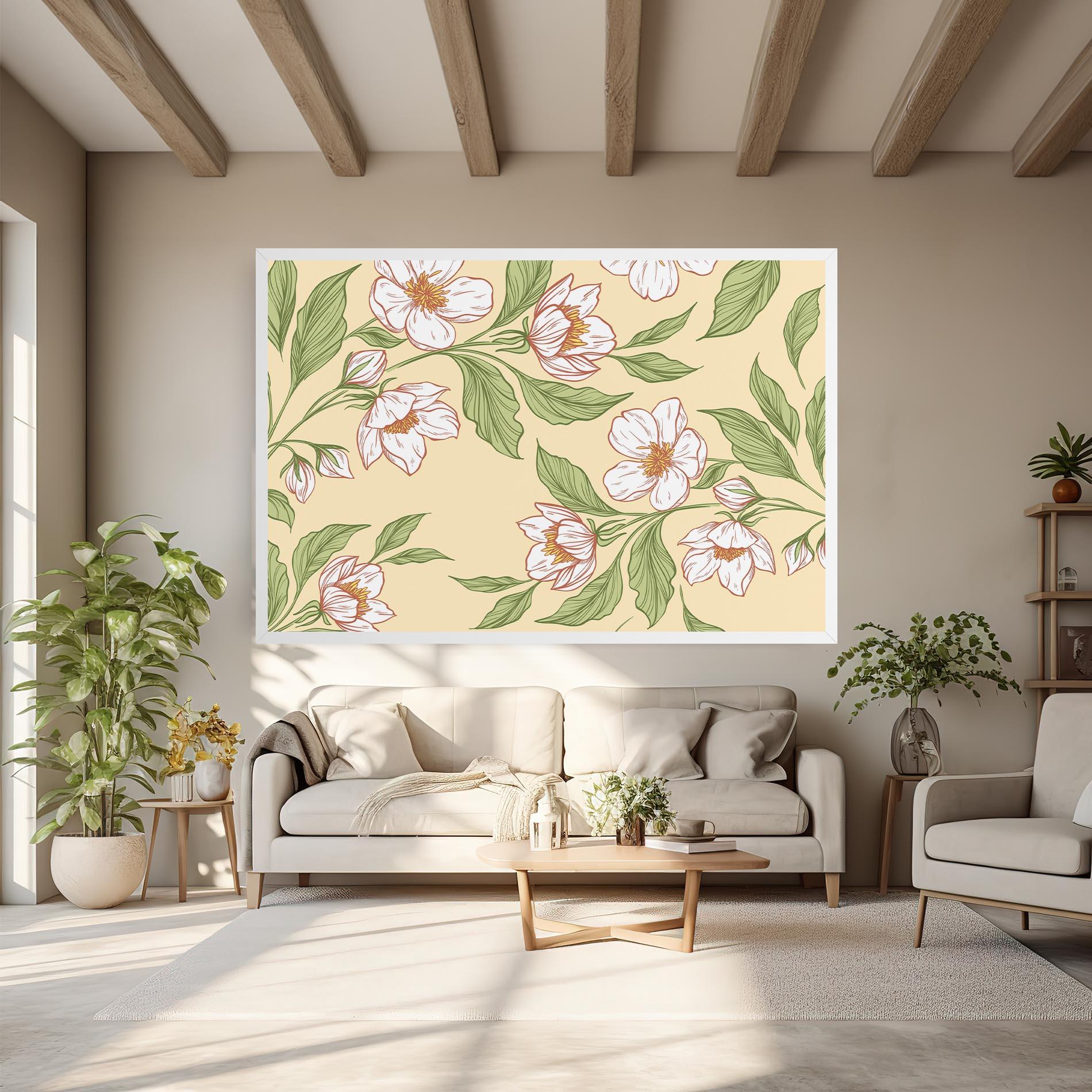 Tablou Canvas Cream Flower White mockup 6