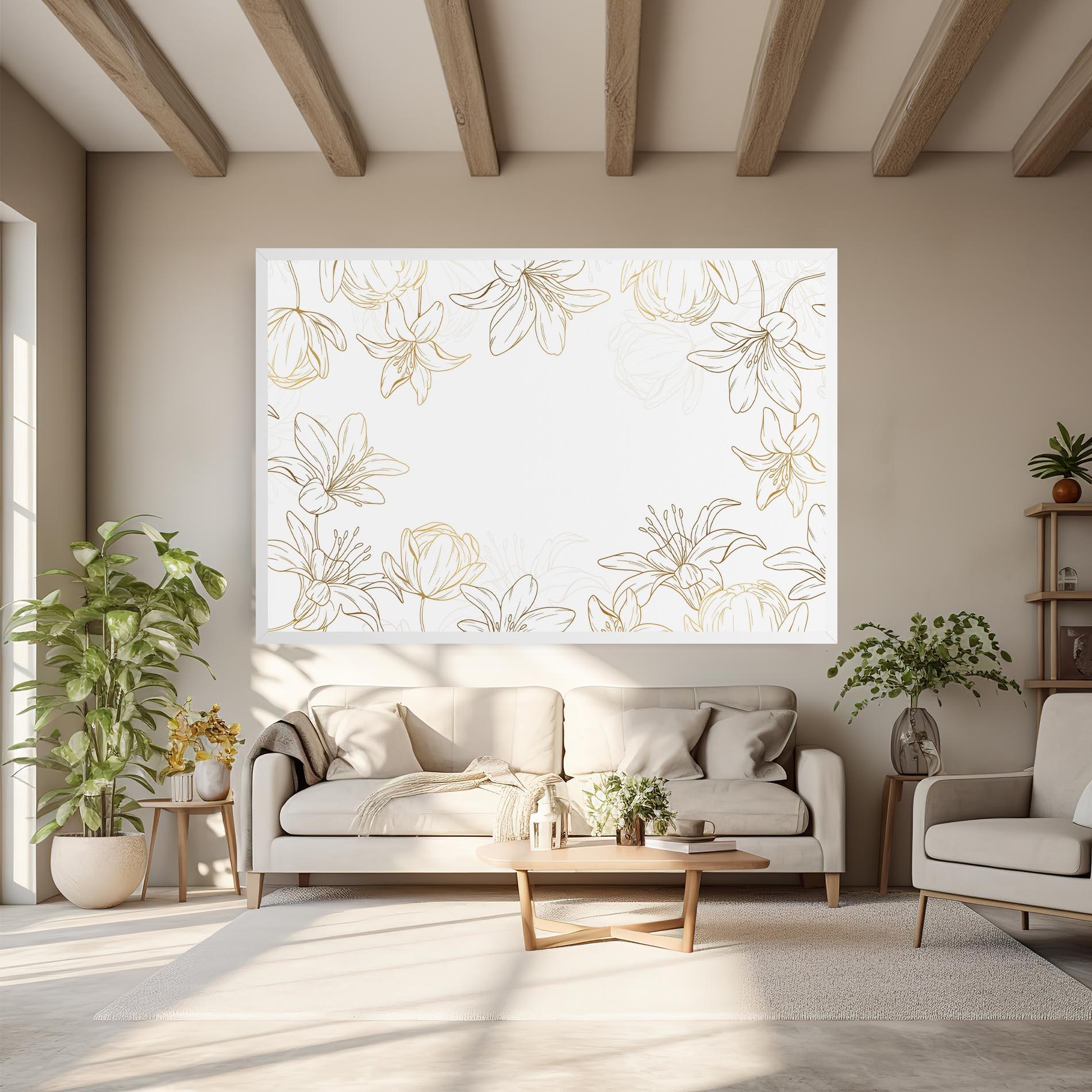 Tablou Canvas Gold Line Flower mockup 6