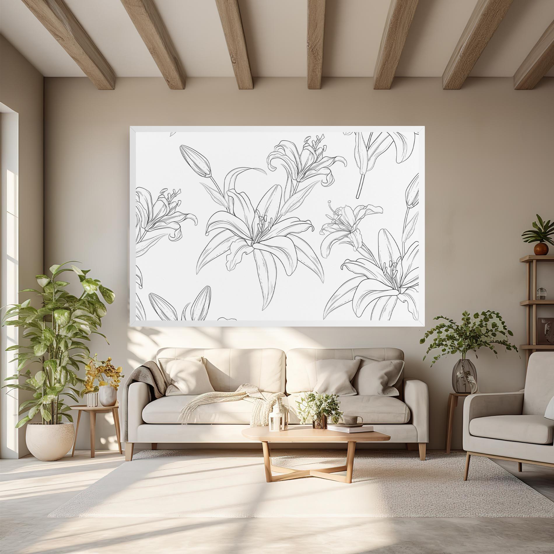 Tablou Canvas Grey Line Flower mockup 6