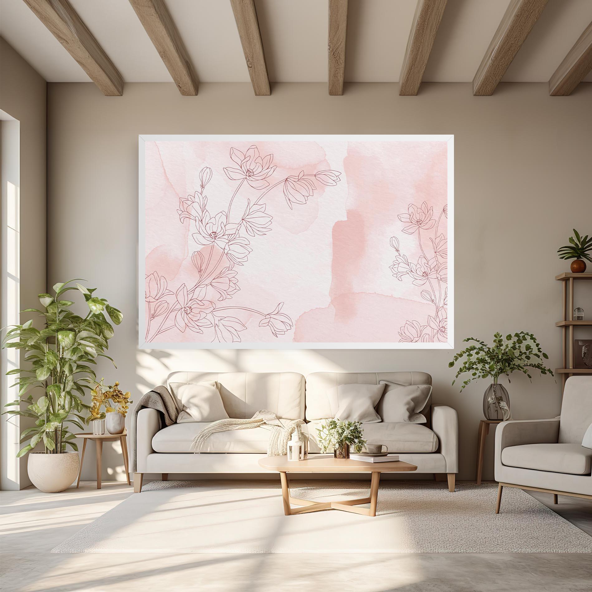 Tablou Canvas Pink Flower Line mockup 6