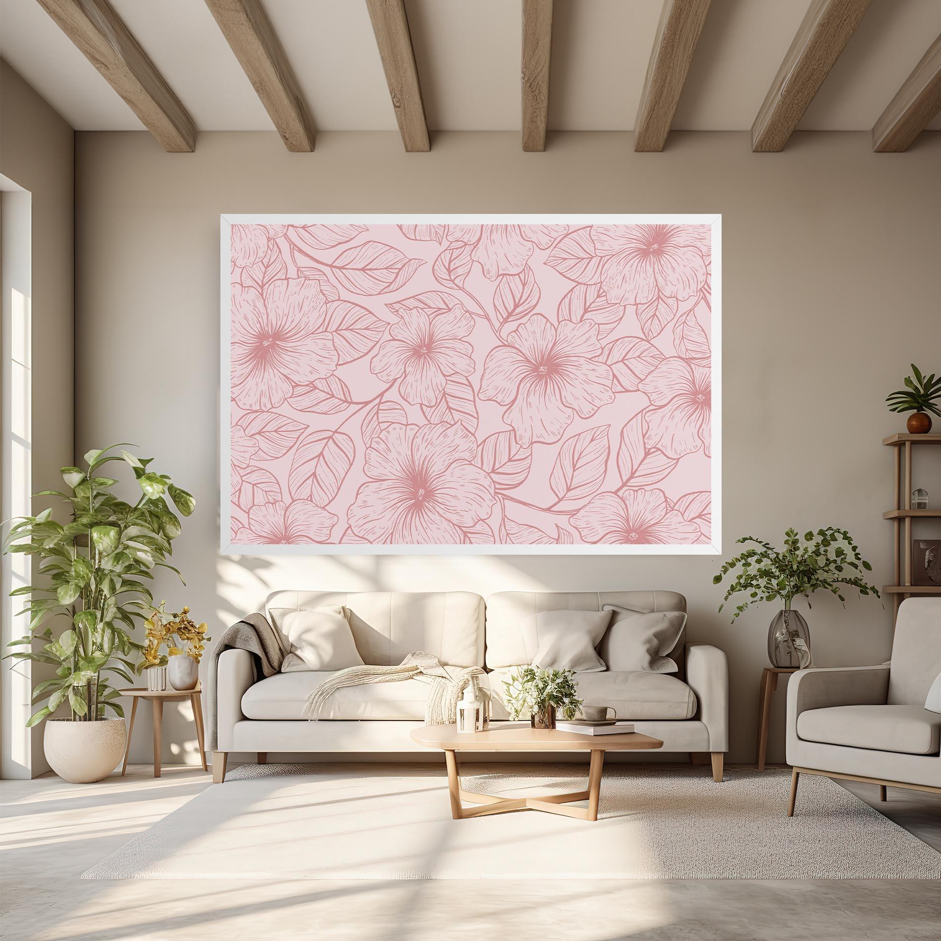 Tablou Canvas Pink Line Flower mockup 6