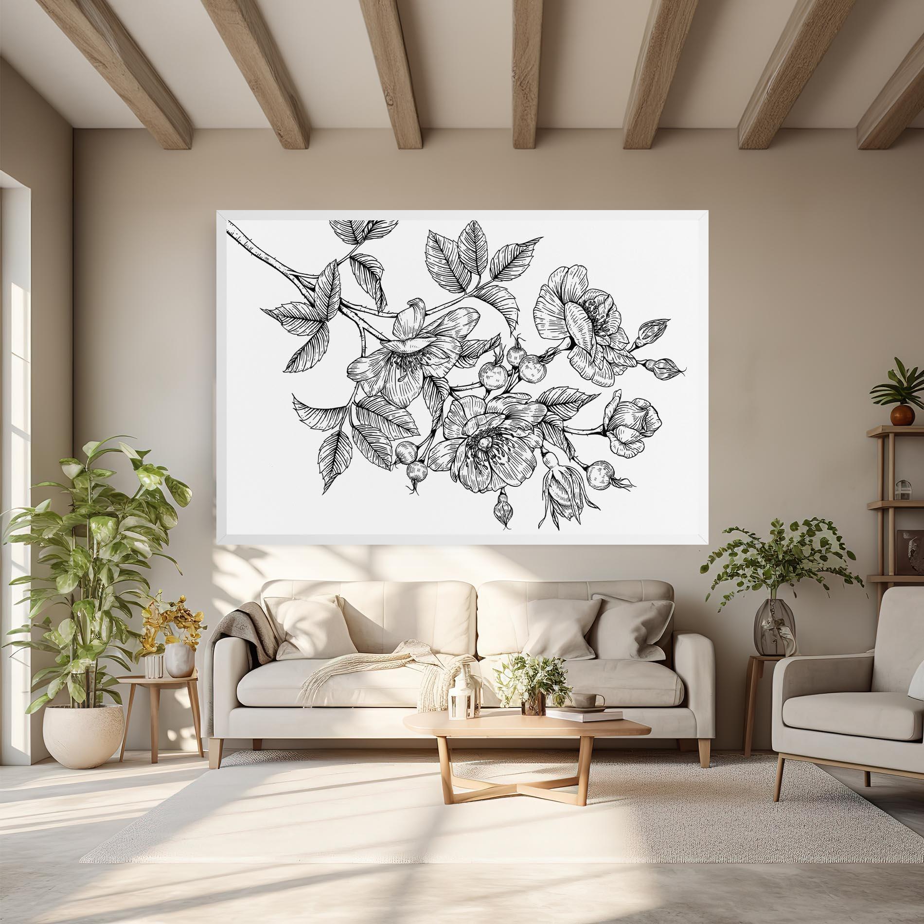 Tablou Canvas Rose Black Line mockup 6