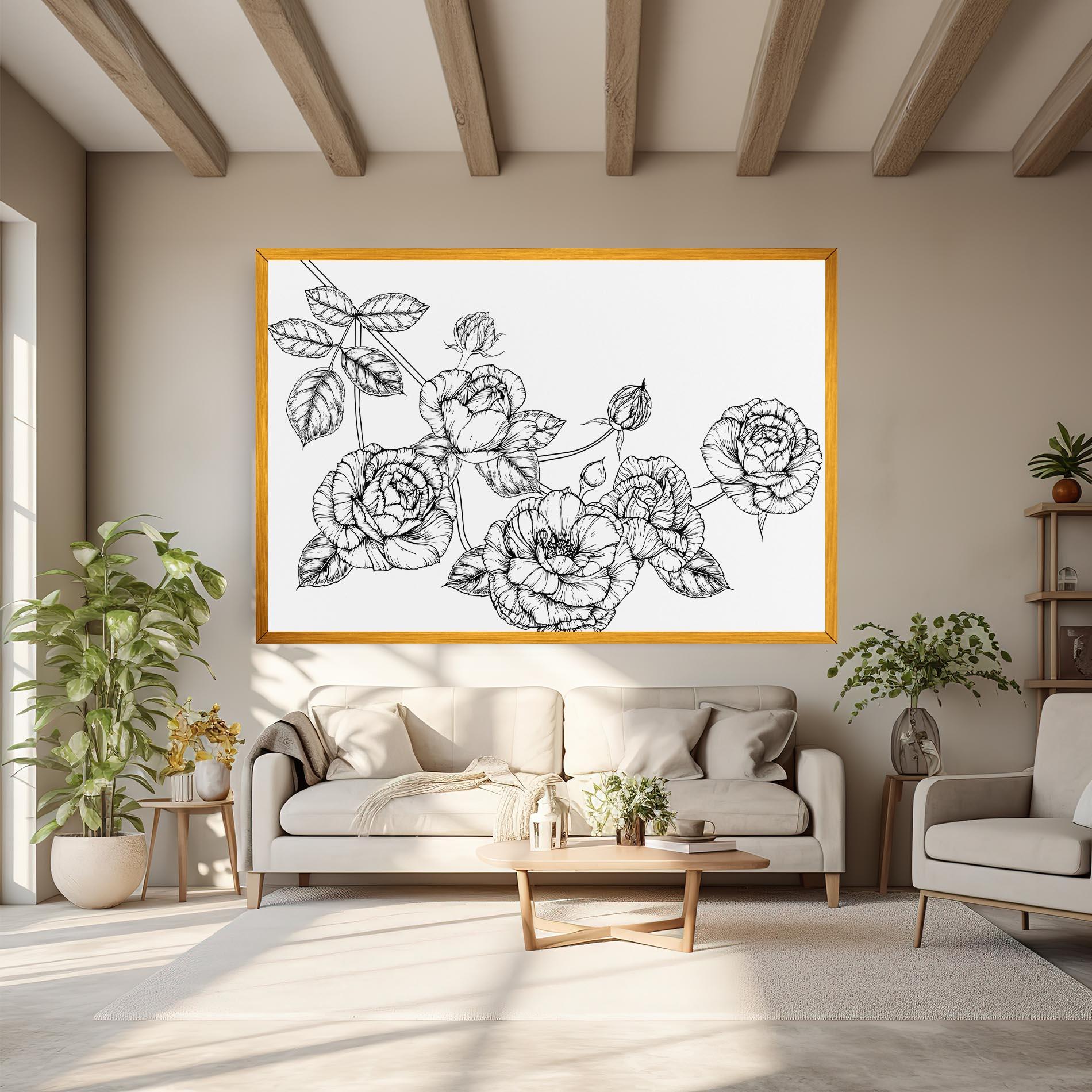 Tablou Canvas Big Roses Line mockup 6