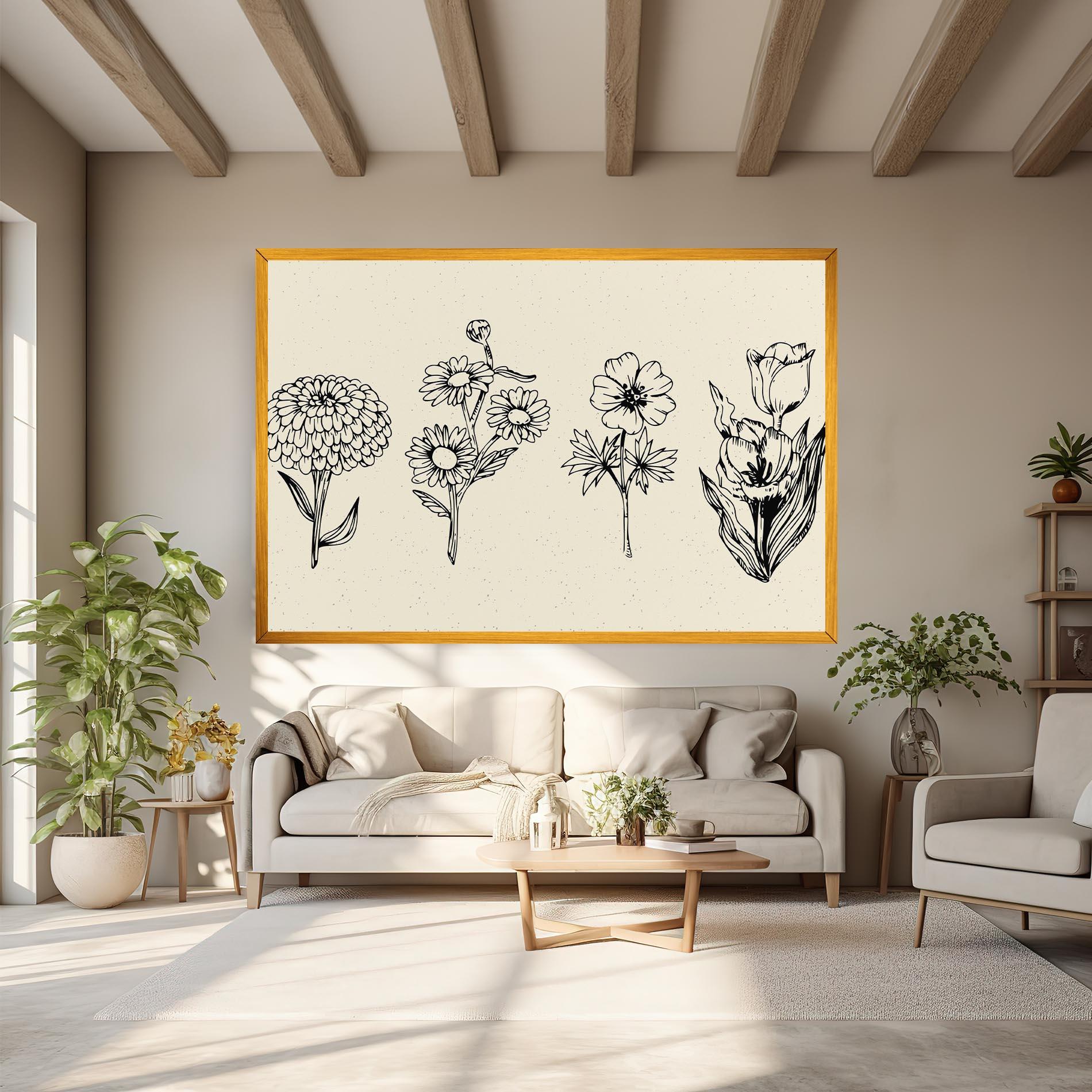 Tablou Canvas Black Line Cream mockup 6