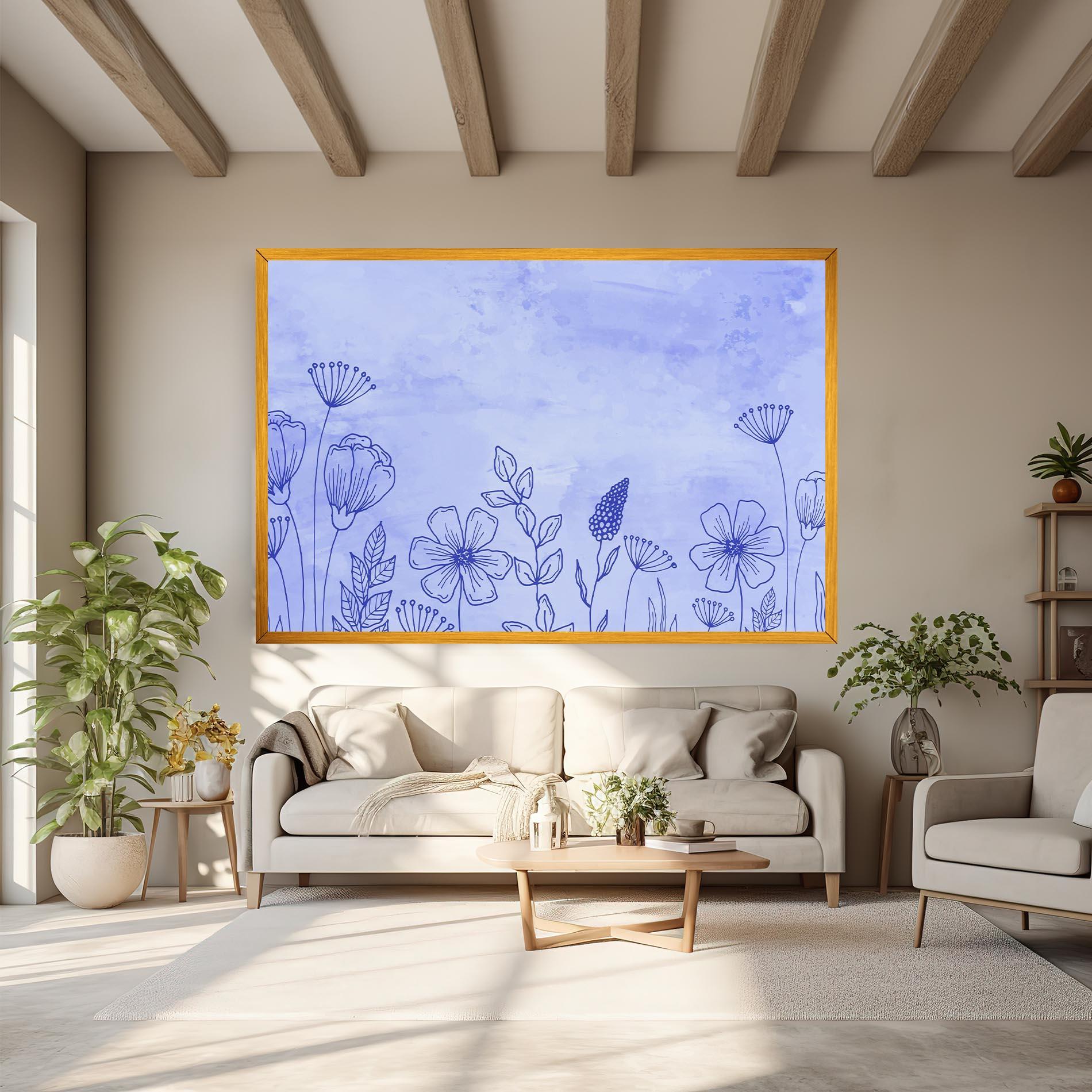 Tablou Canvas Blue Line Plant mockup 6